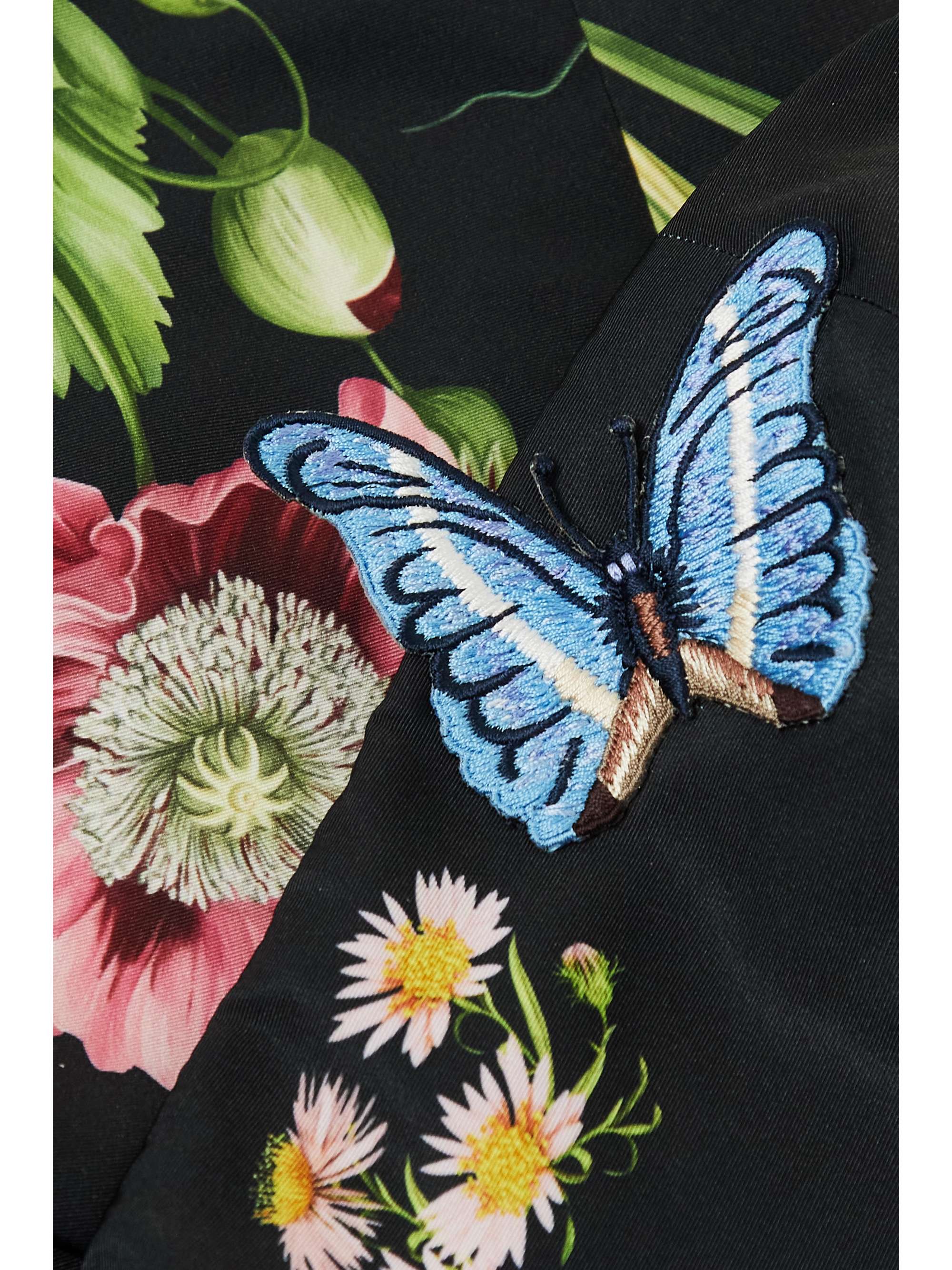 OSCAR DE LA RENTA Strapless appliquéd floral-print faille jumpsuit
