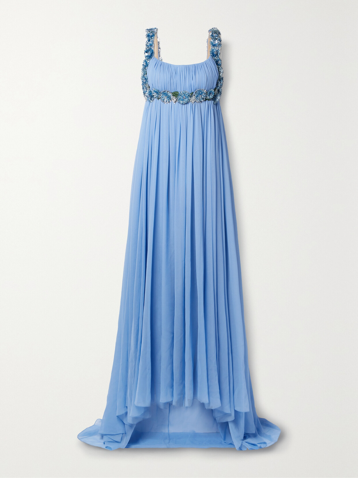 Oscar de la Renta Embellished Embroiderd Silk-chiffon Gown - Blue