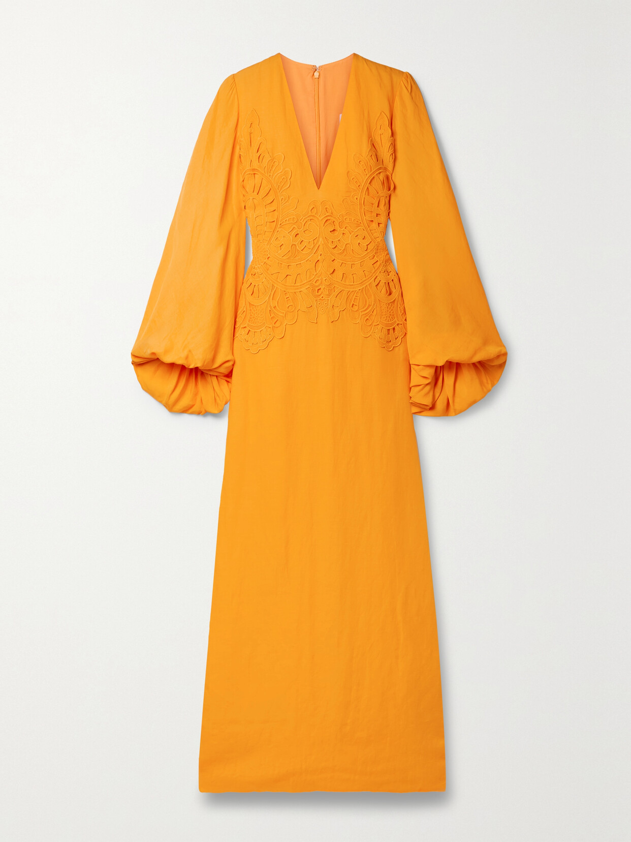 Costarellos - Katana Appliquéd Woven Gown - Orange