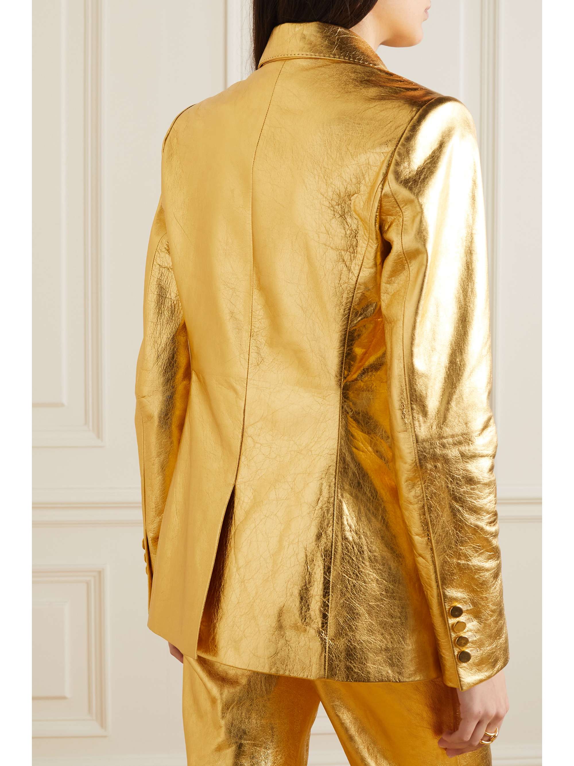 GABRIELA HEARST Angela double-breasted metallic leather blazer