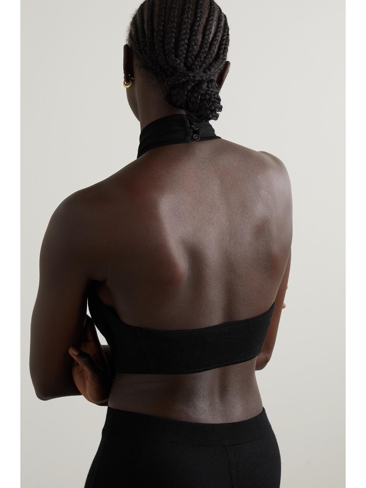Eris Cropped Ribbed Merino Wool Halterneck Top