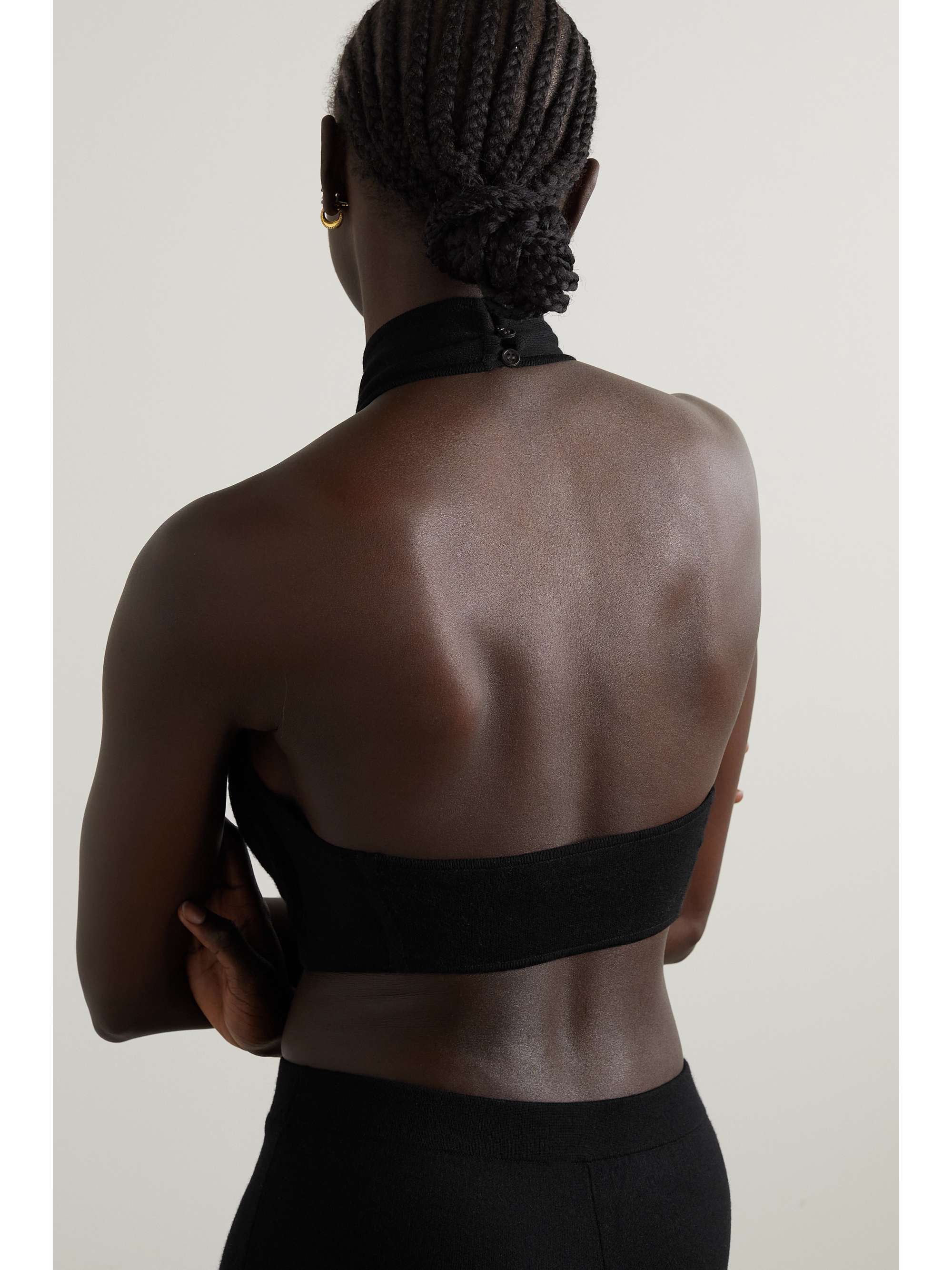 GABRIELA HEARST Eris cropped ribbed merino wool halterneck top