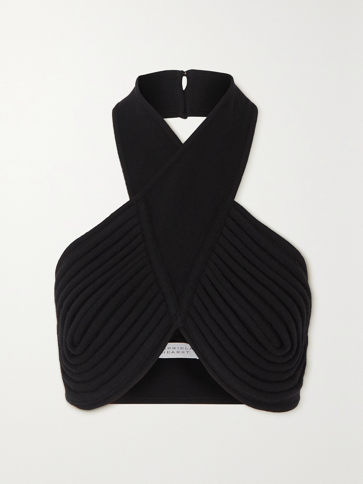 Gabriela Hearst Eris Cropped Ribbed Merino Wool Halterneck Top In Black