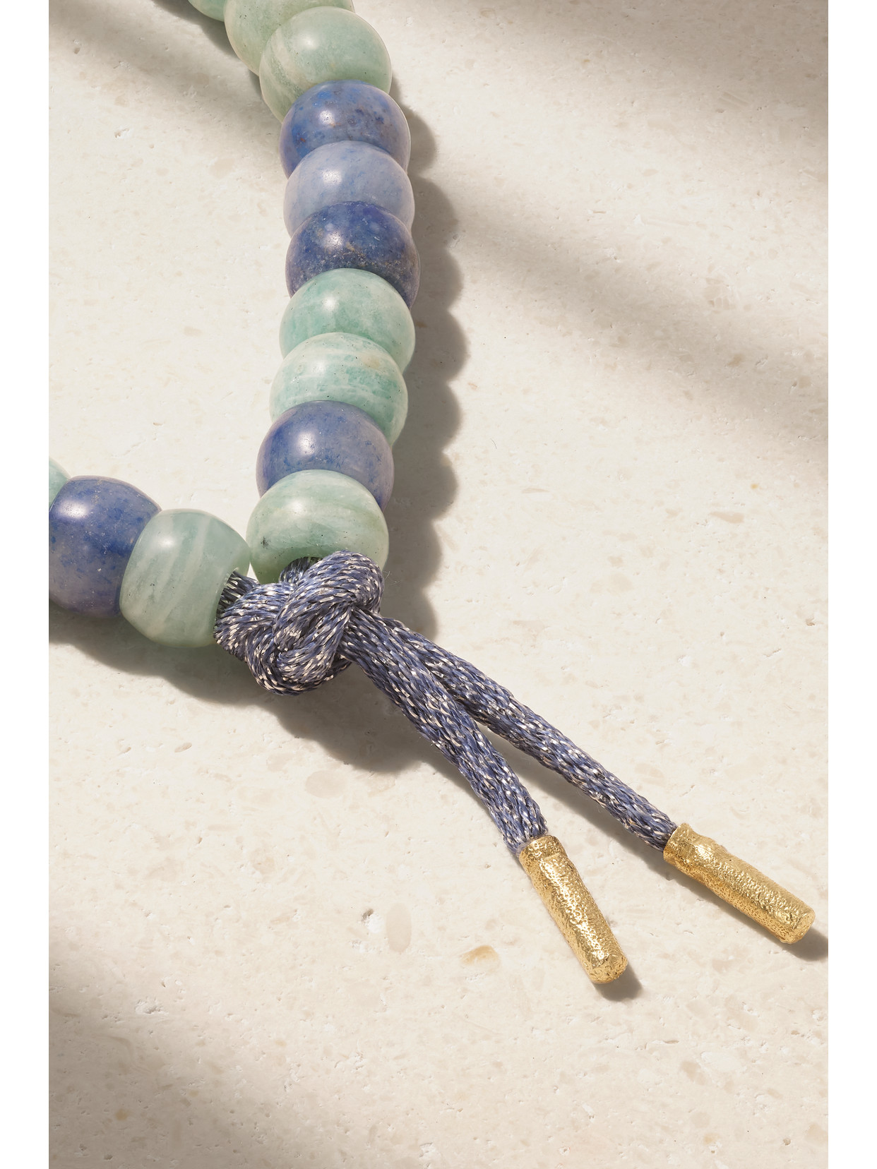 Shop Carolina Bucci Palma Forte Beads 18-karat Gold And Lurex Amazonite And Agate Bracelet