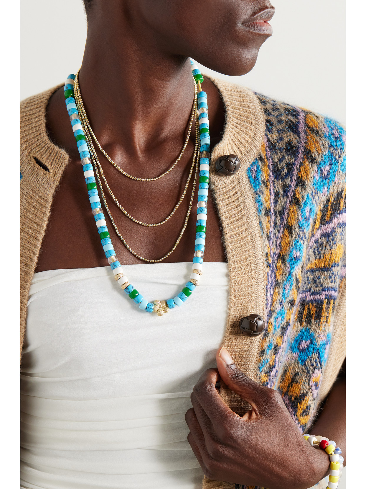 CAROLINA BUCCI DISCO BALL 18-KARAT GOLD NECKLACE 