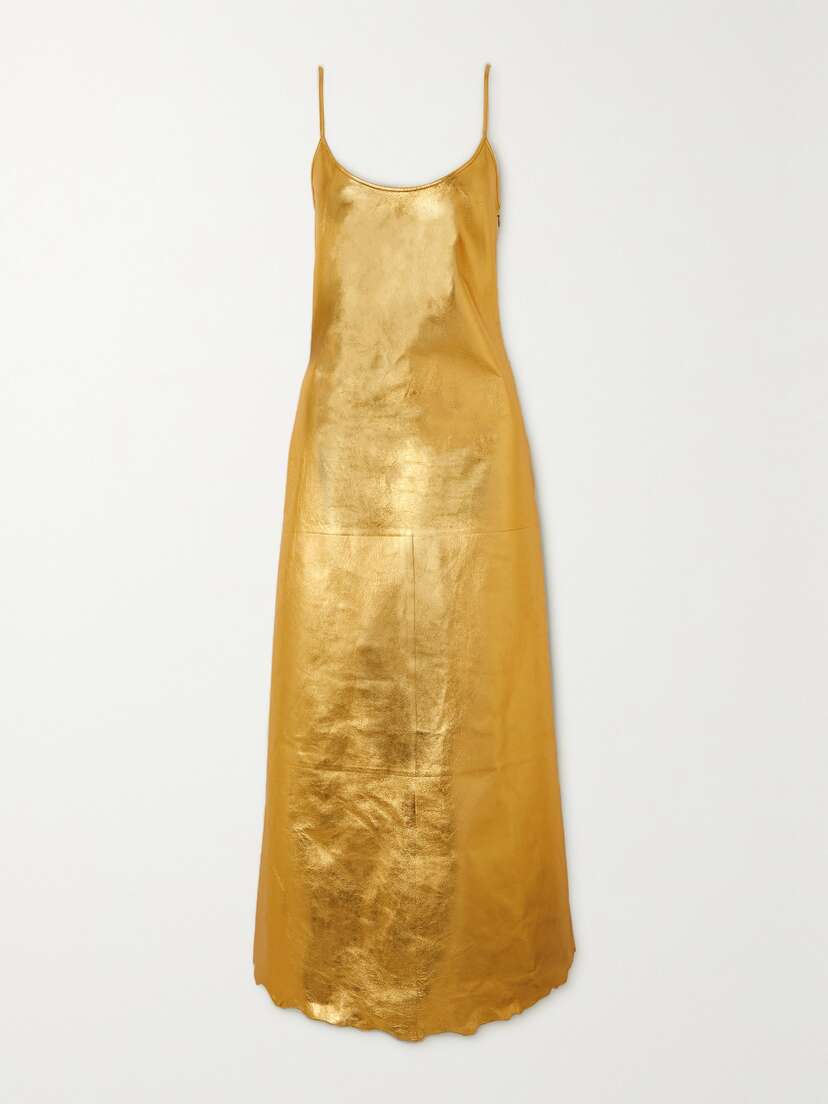 Gabriela Hearst Teles Metallic Leather Maxi Dress