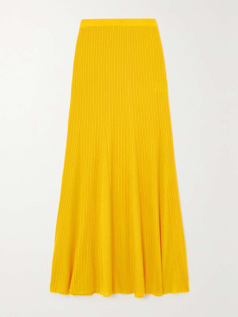 Gabriela Hearst Eula Ribbed And Pointelle-knit Merino Wool Maxi Skirt - x large