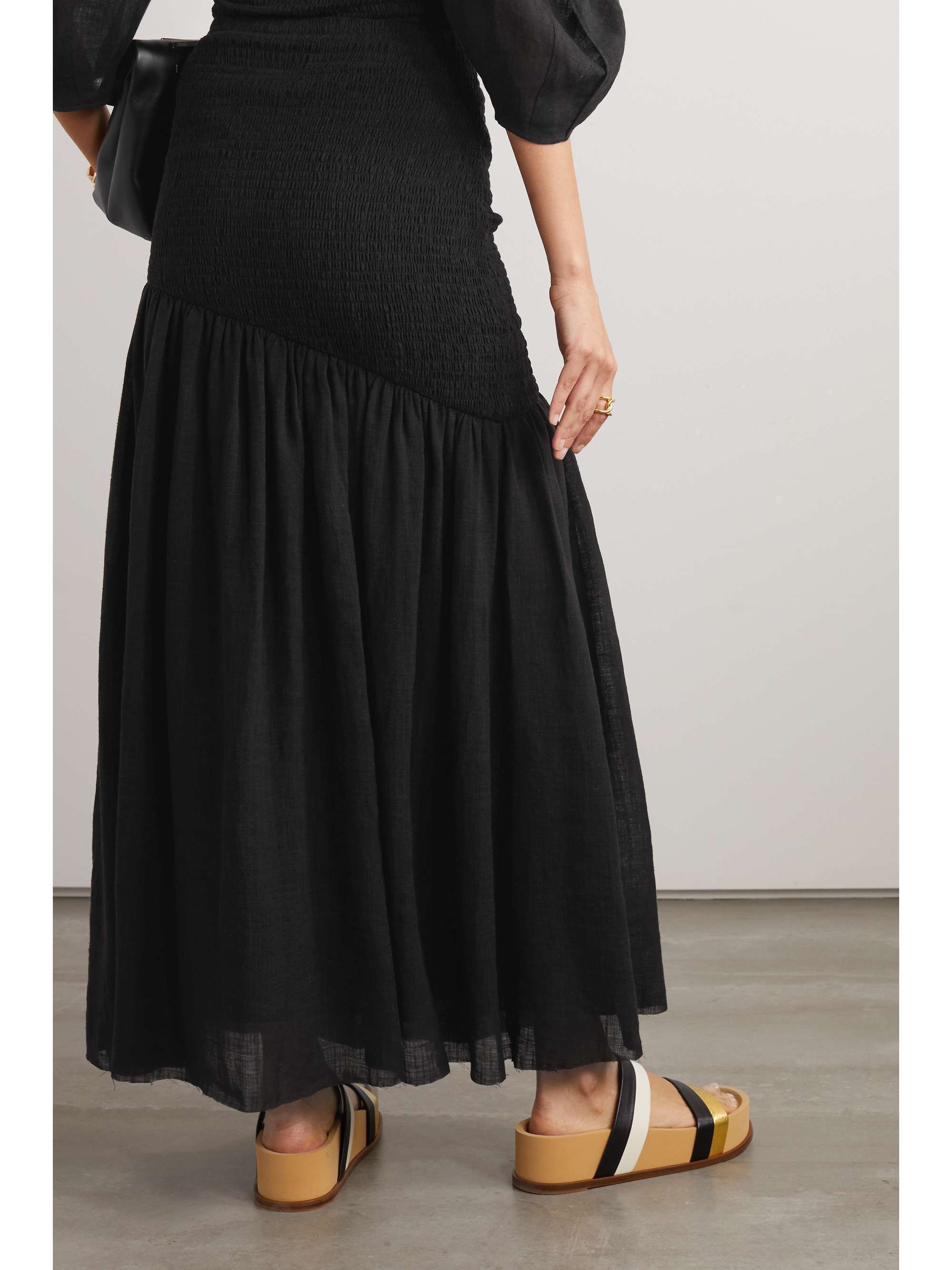 GABRIELA HEARST Maxwell shirred linen-gauze maxi skirt