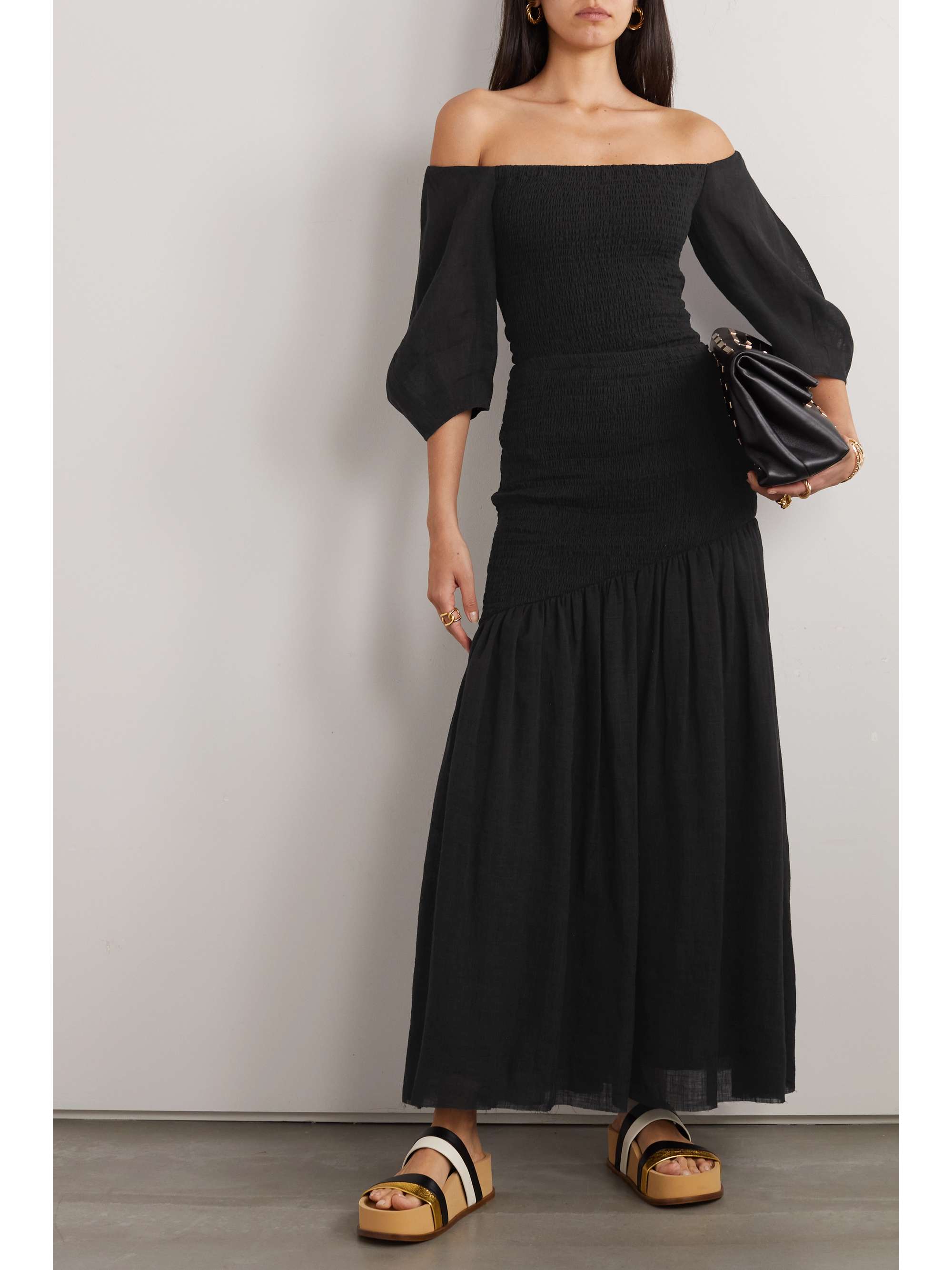 GABRIELA HEARST Maxwell shirred linen-gauze maxi skirt