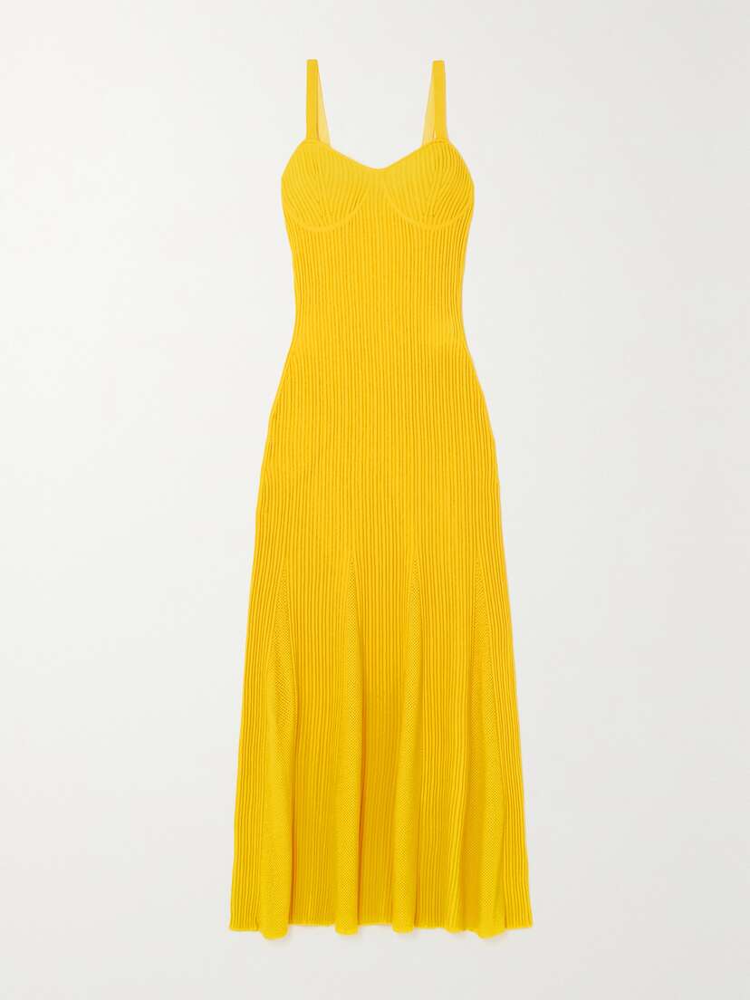 Gabriela Hearst Demetra Ribbed And Pointelle-knit Merino Wool Maxi Dress