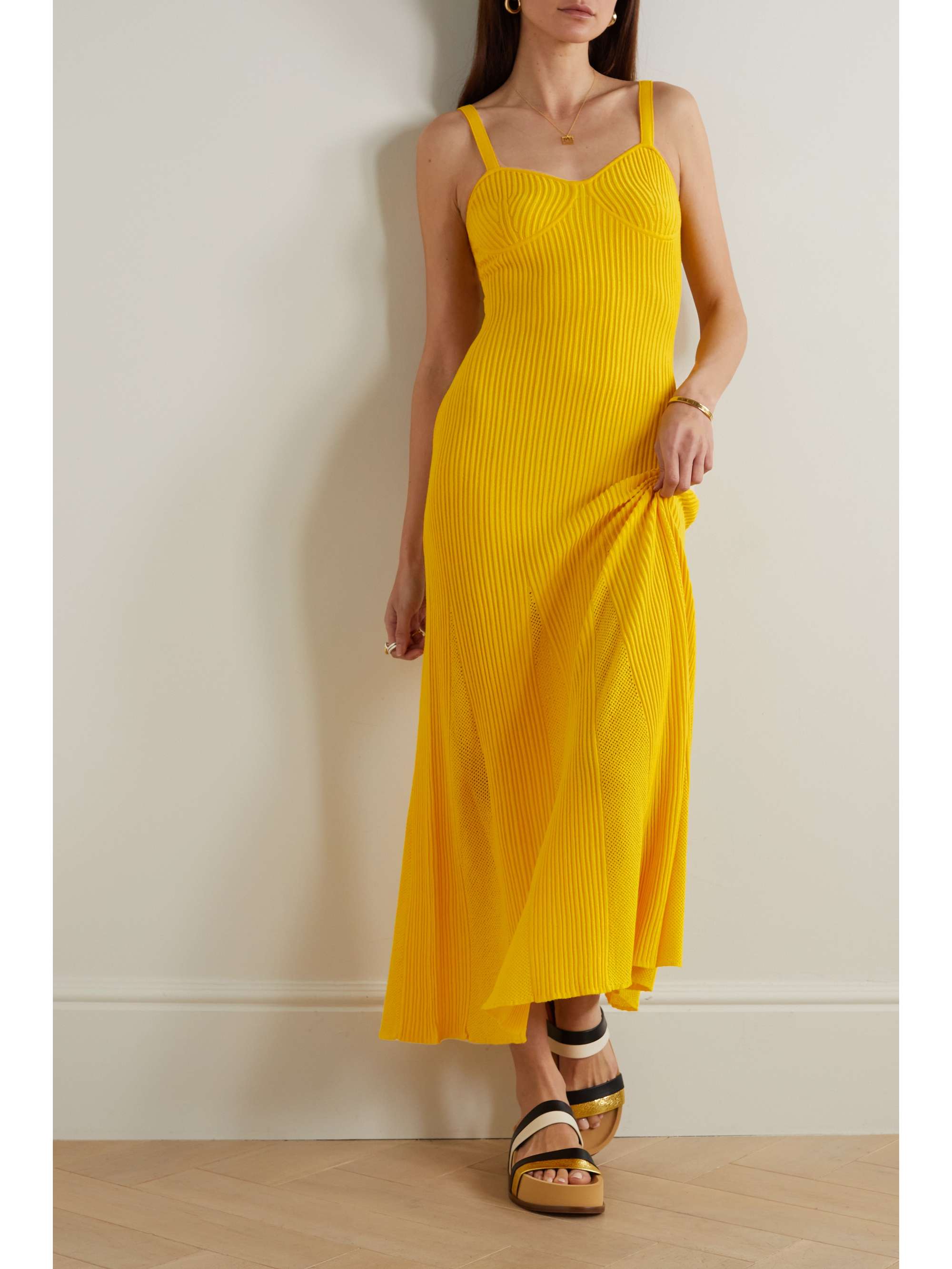 GABRIELA HEARST Demetra ribbed and pointelle-knit merino wool maxi dress