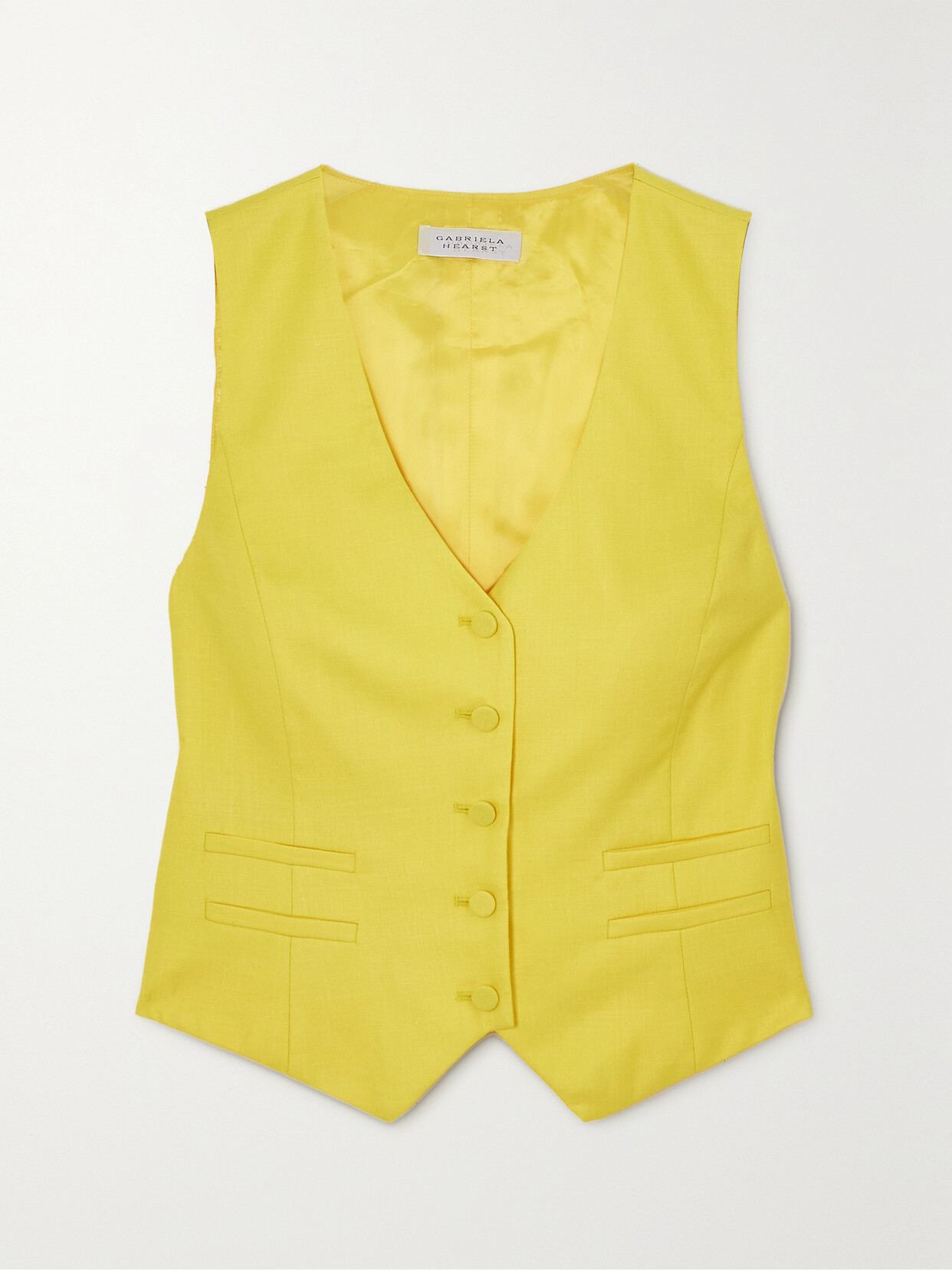 Shop Gabriela Hearst Coleridge Wool, Silk And Linen-blend Vest In Yellow