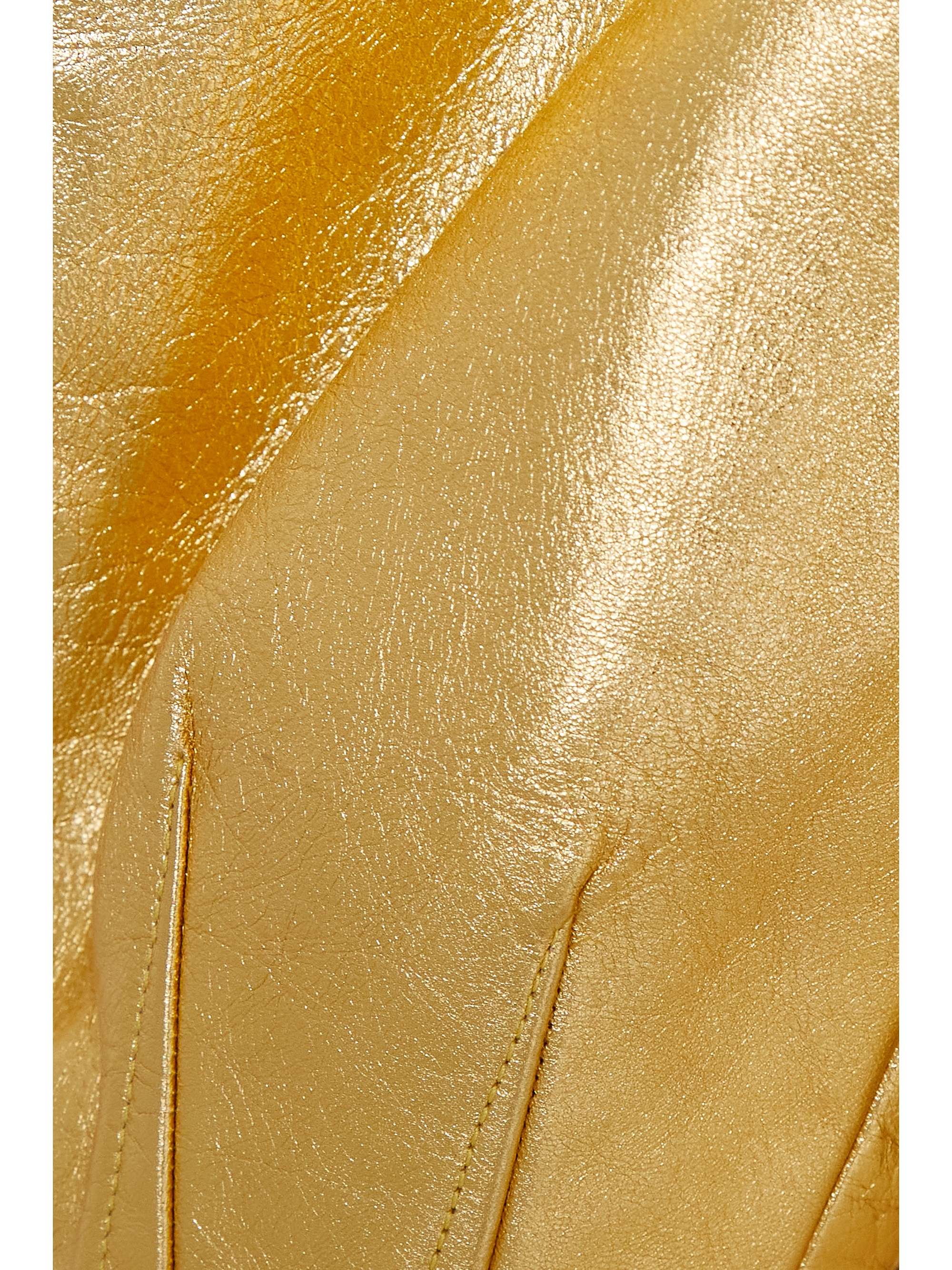 GABRIELA HEARST Hyacinth off-the-shoulder metallic faux leather, silk-crepe and tulle maxi dress