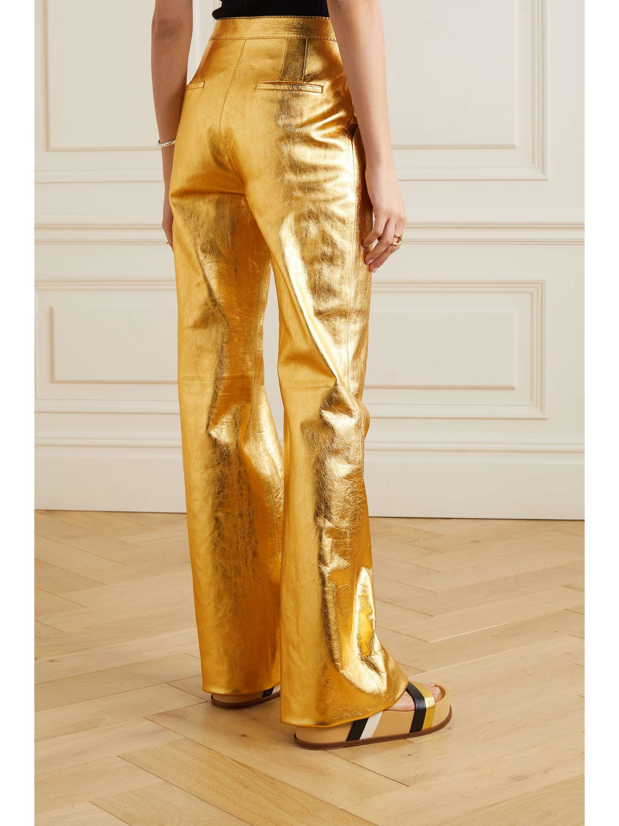 GABRIELA HEARST Vesta metallic leather straight-leg pants
