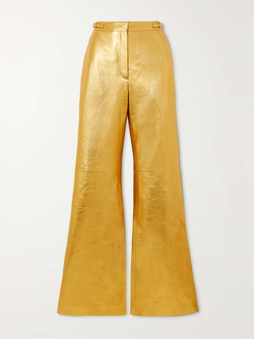 Gabriela Hearst Vesta Metallic Leather Wide-leg Pants