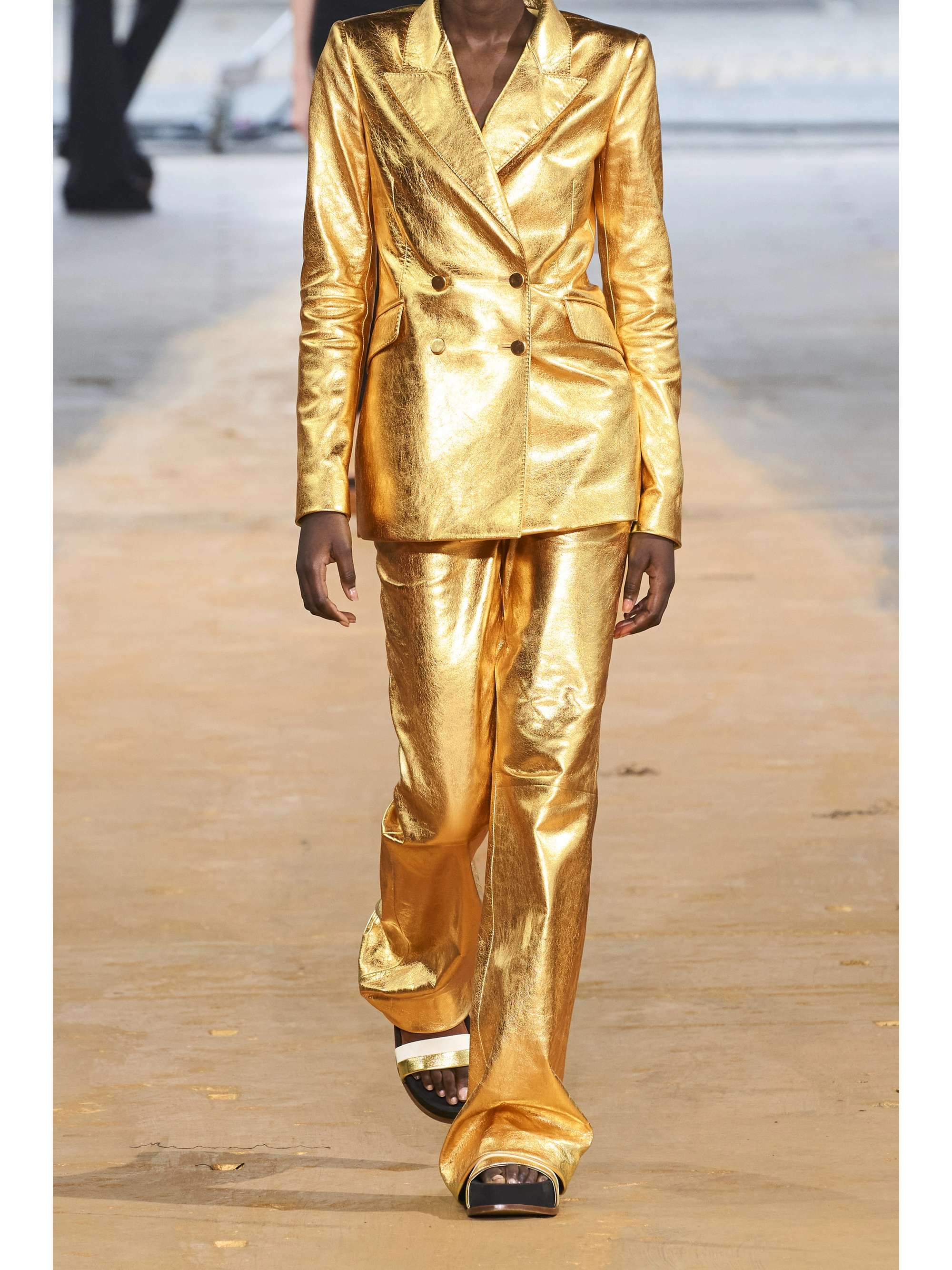 GABRIELA HEARST Vesta metallic leather straight-leg pants