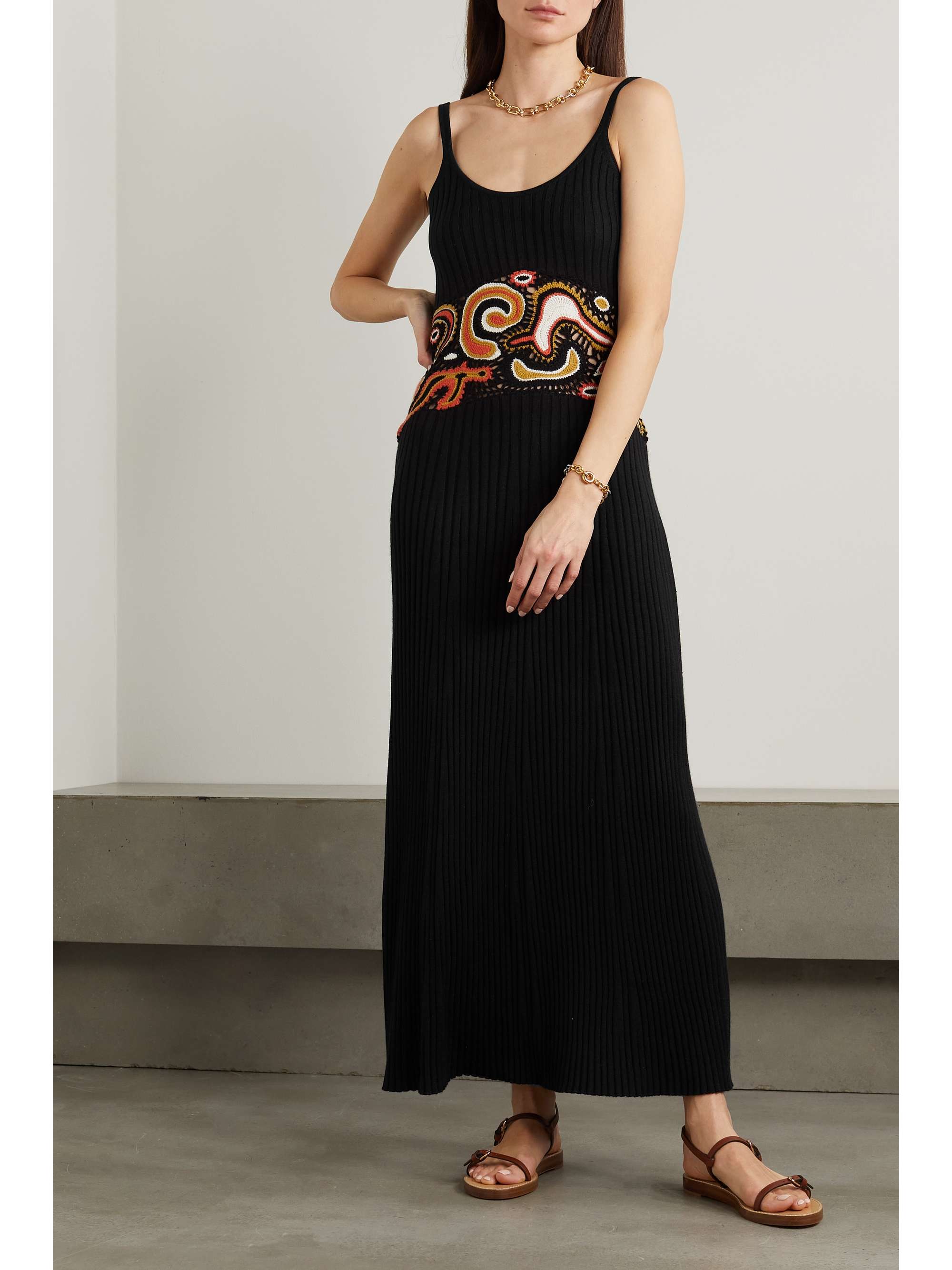 GABRIELA HEARST Mila crochet-paneled ribbed cashmere and silk-blend maxi dress