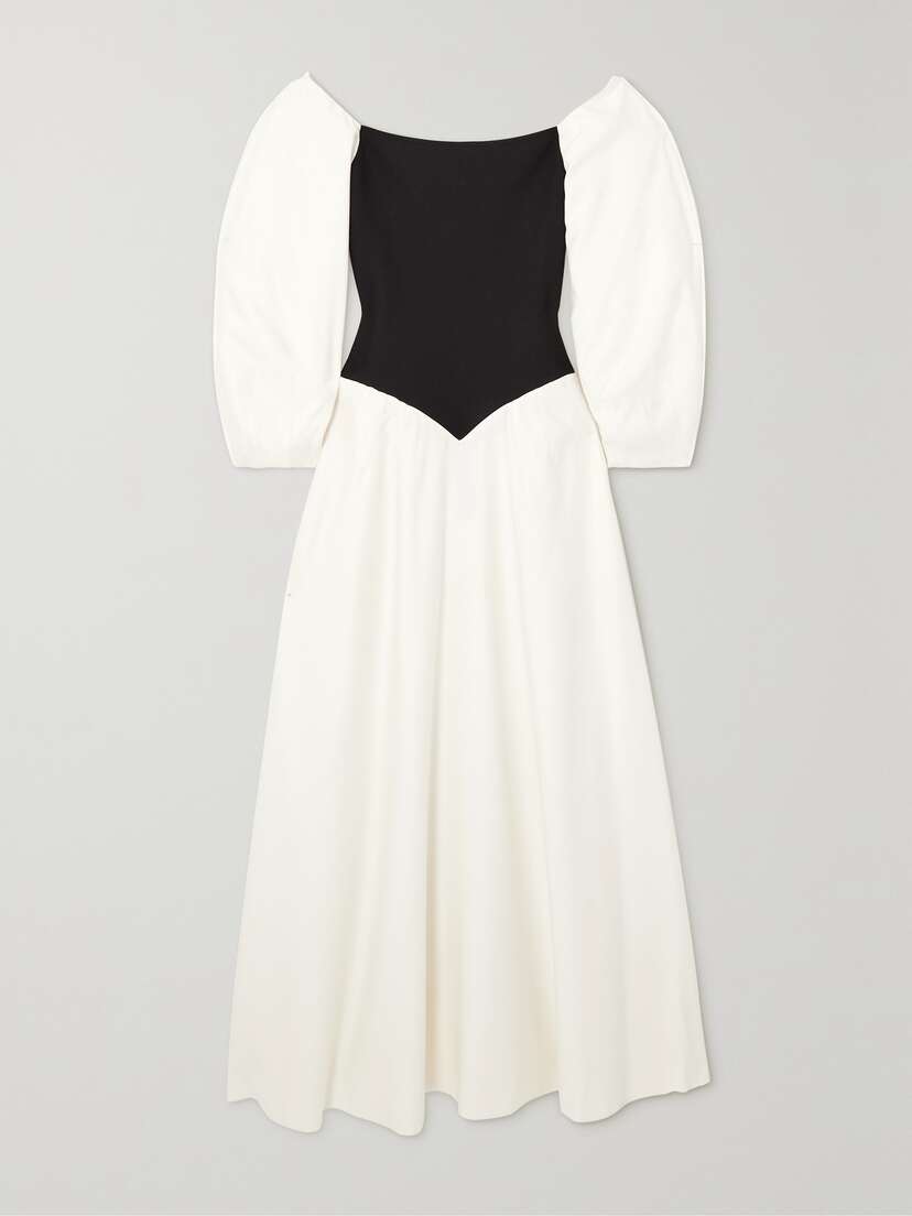 Gabriela Hearst Lani Off-the-shoulder Frayed Silk-twill And Merino Wool Maxi Dress