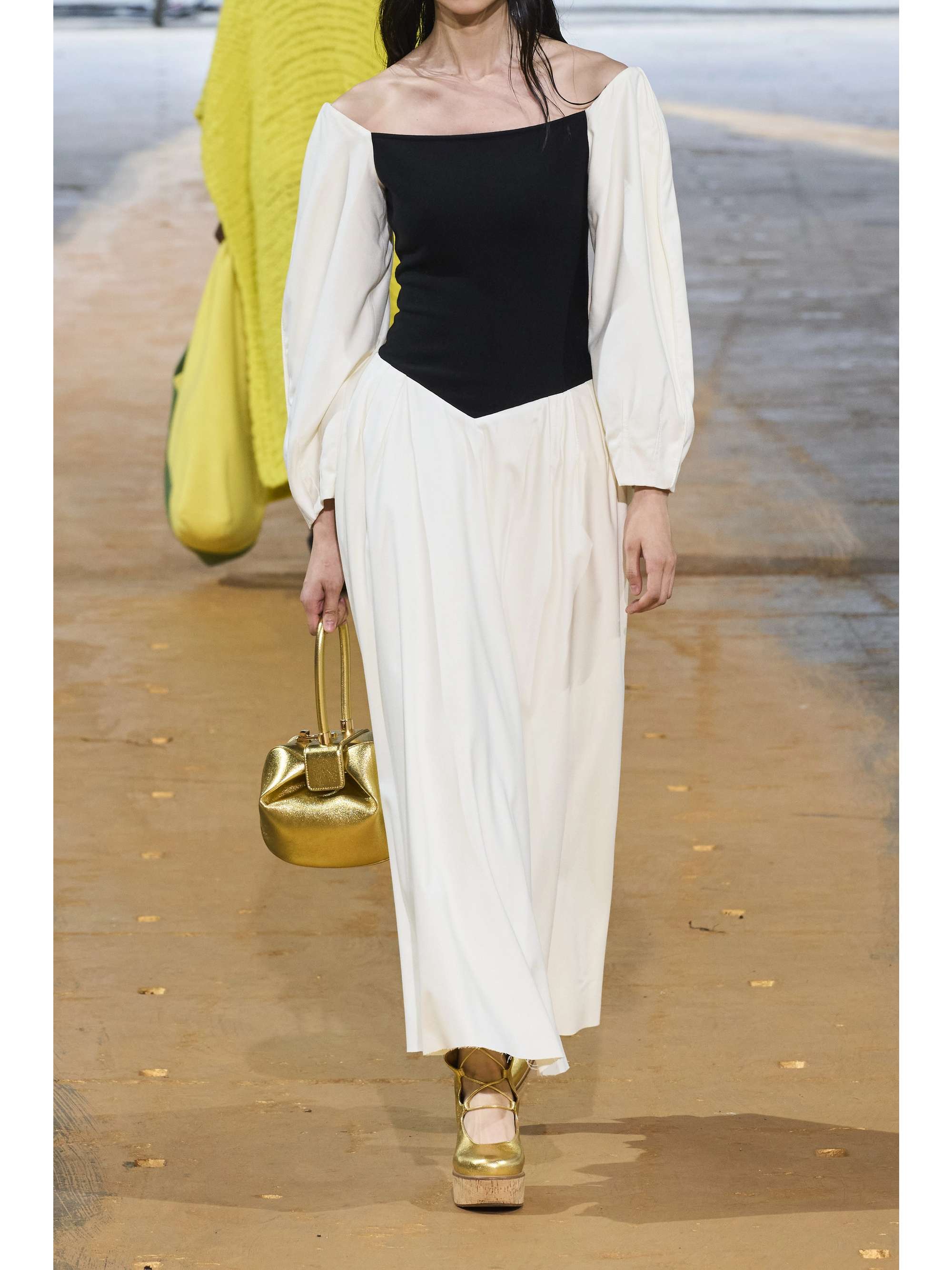 GABRIELA HEARST Lani off-the-shoulder frayed silk-twill and merino wool maxi dress