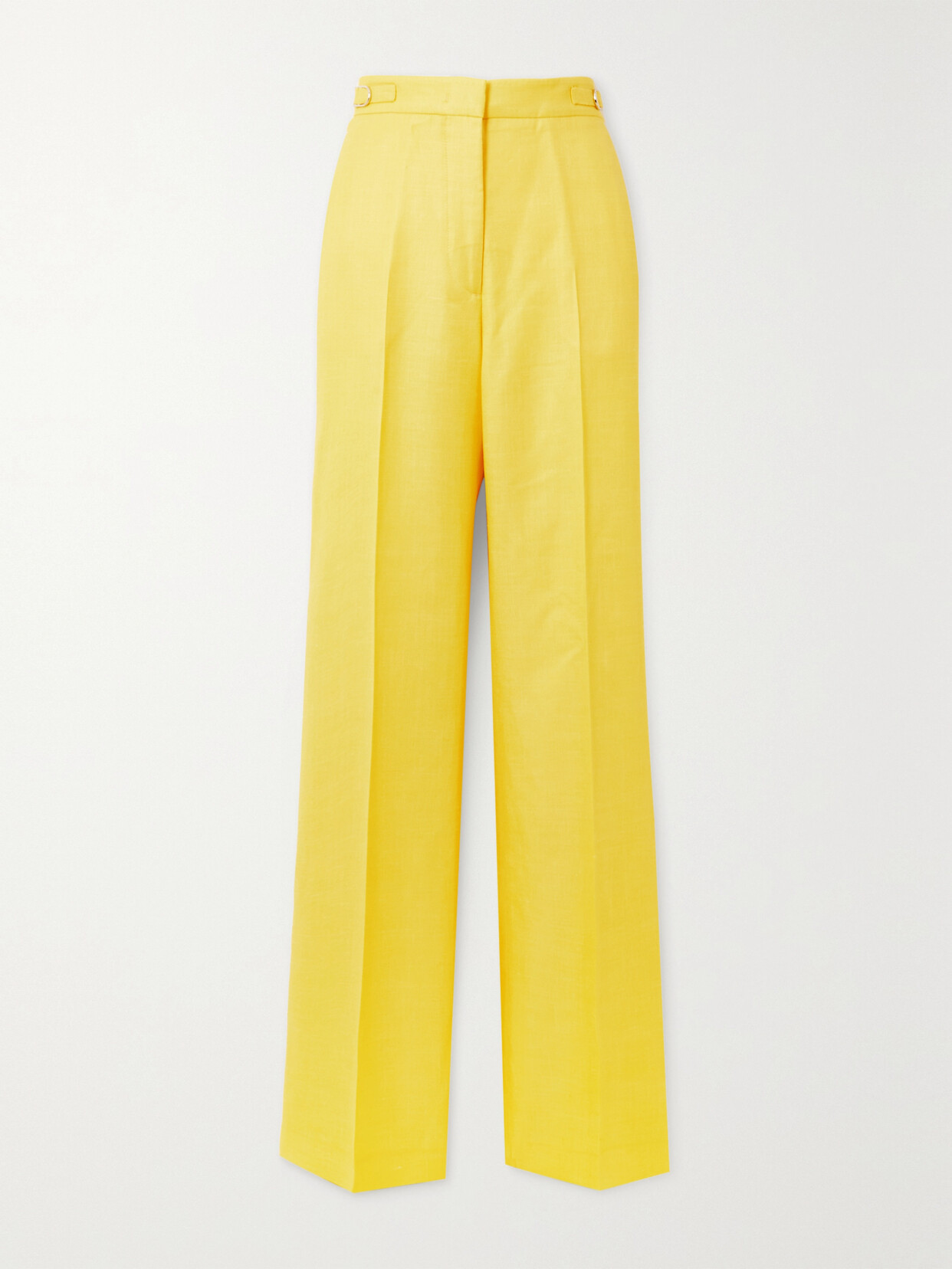 Shop Gabriela Hearst Vesta Wool, Silk And Linen-blend Straight-leg Pants In Yellow