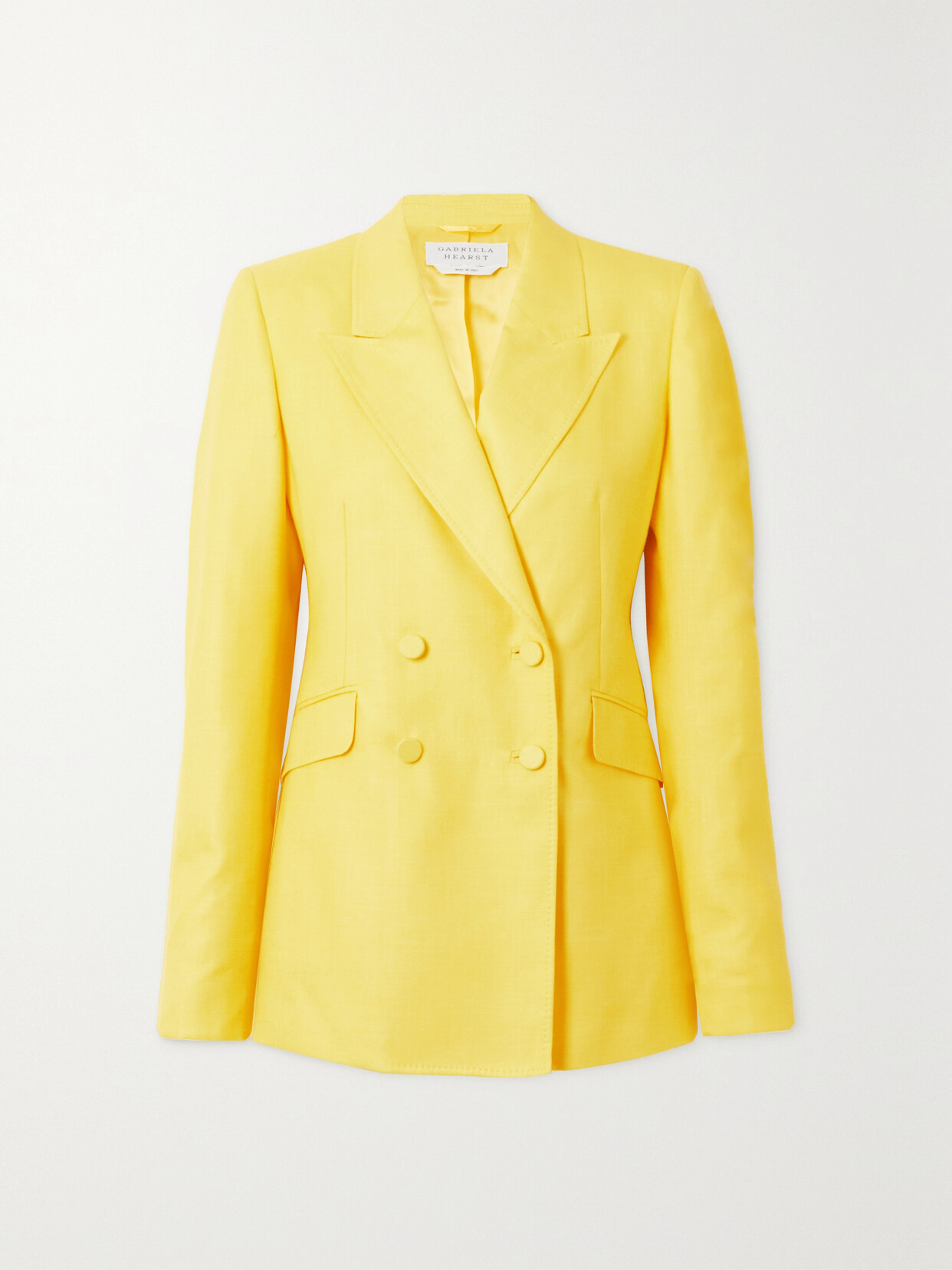 Gabriela Hearst - Stephanie Double-breasted Wool, Silk And Linen-blend Twill Blazer - Yellow