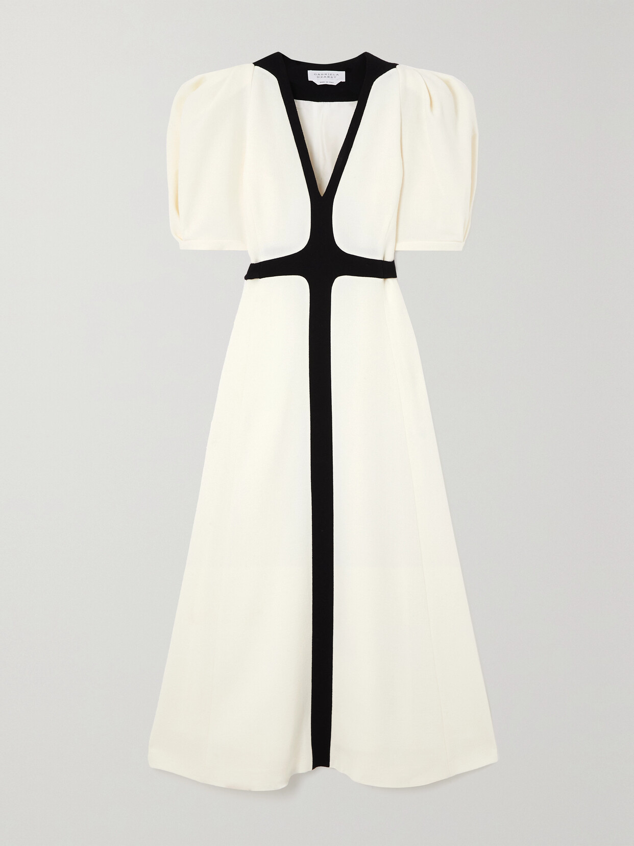 Gabriela Hearst - Luz Two-tone Wool-crepe Midi Dress - Ivory