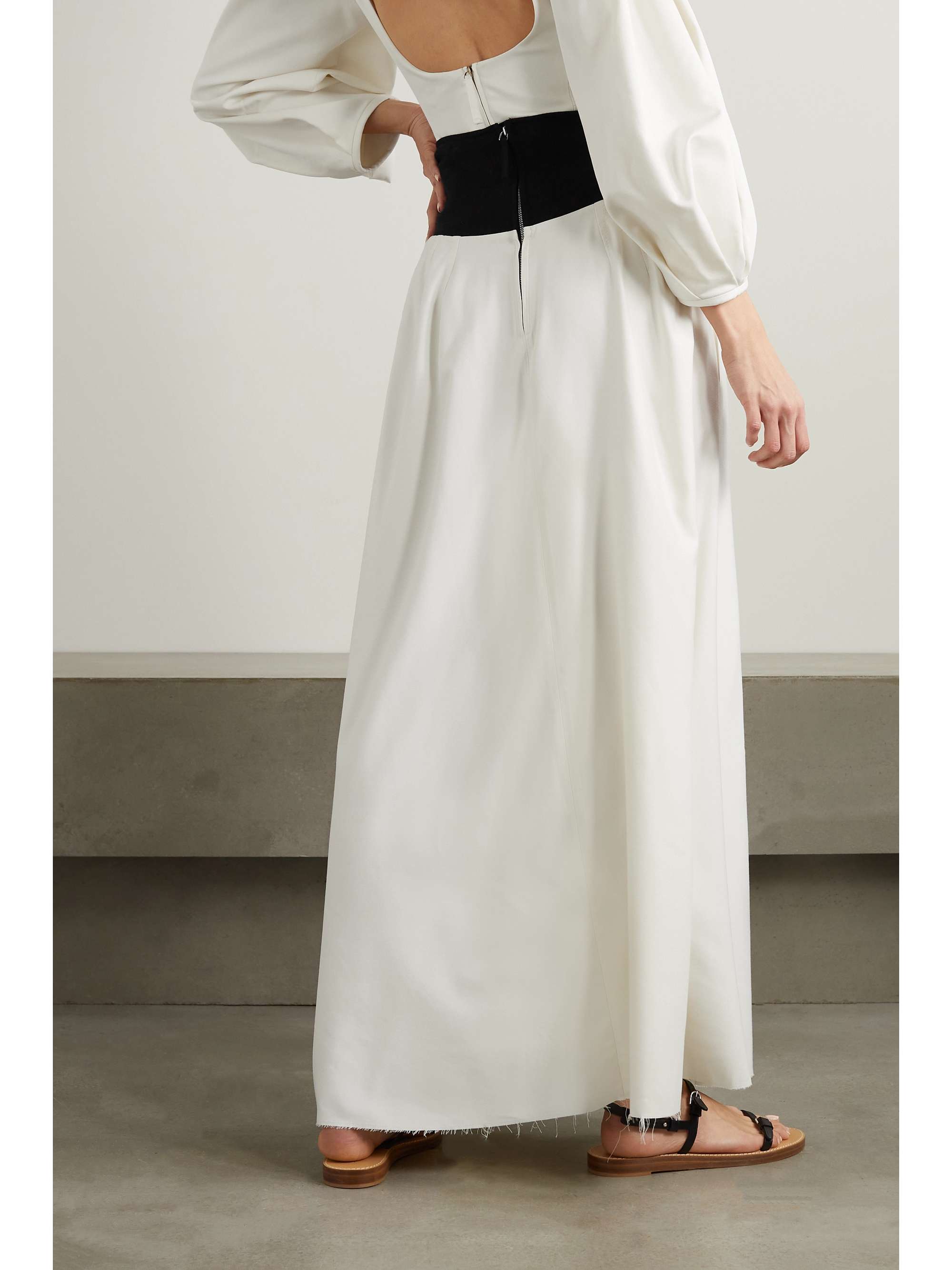 GABRIELA HEARST Mel paneled frayed silk-twill and merino wool maxi skirt