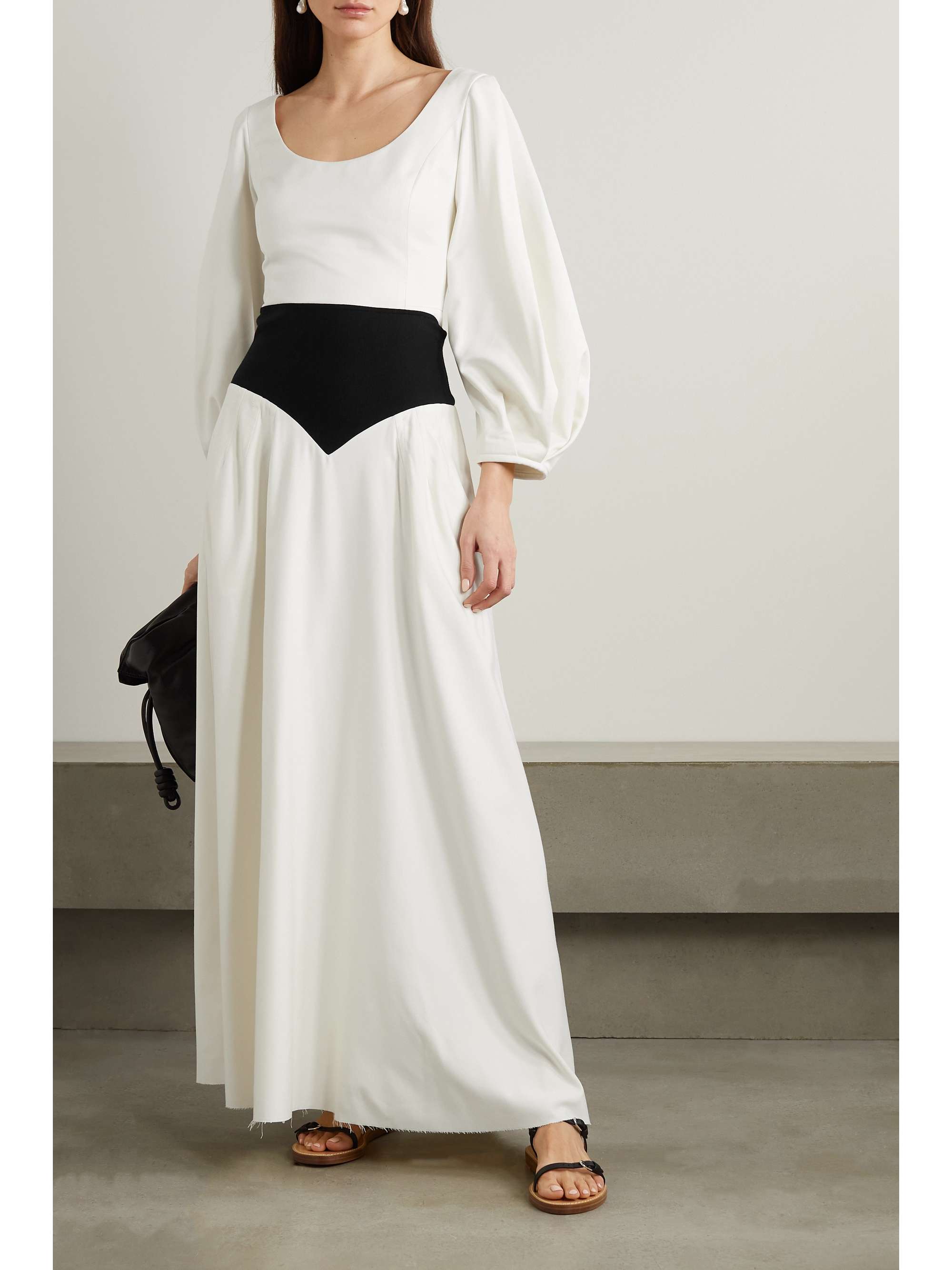 GABRIELA HEARST Mel paneled frayed silk-twill and merino wool maxi skirt