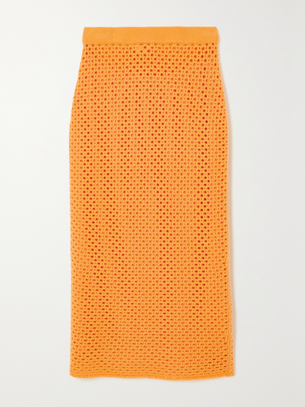 Gabriela Hearst Tana Crocheted Wool And Cashmere-blend Midi Skirt In Orange