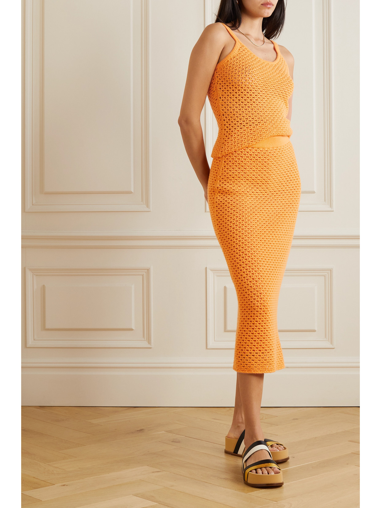 Tana Crocheted Wool And Cashmere-Blend Midi