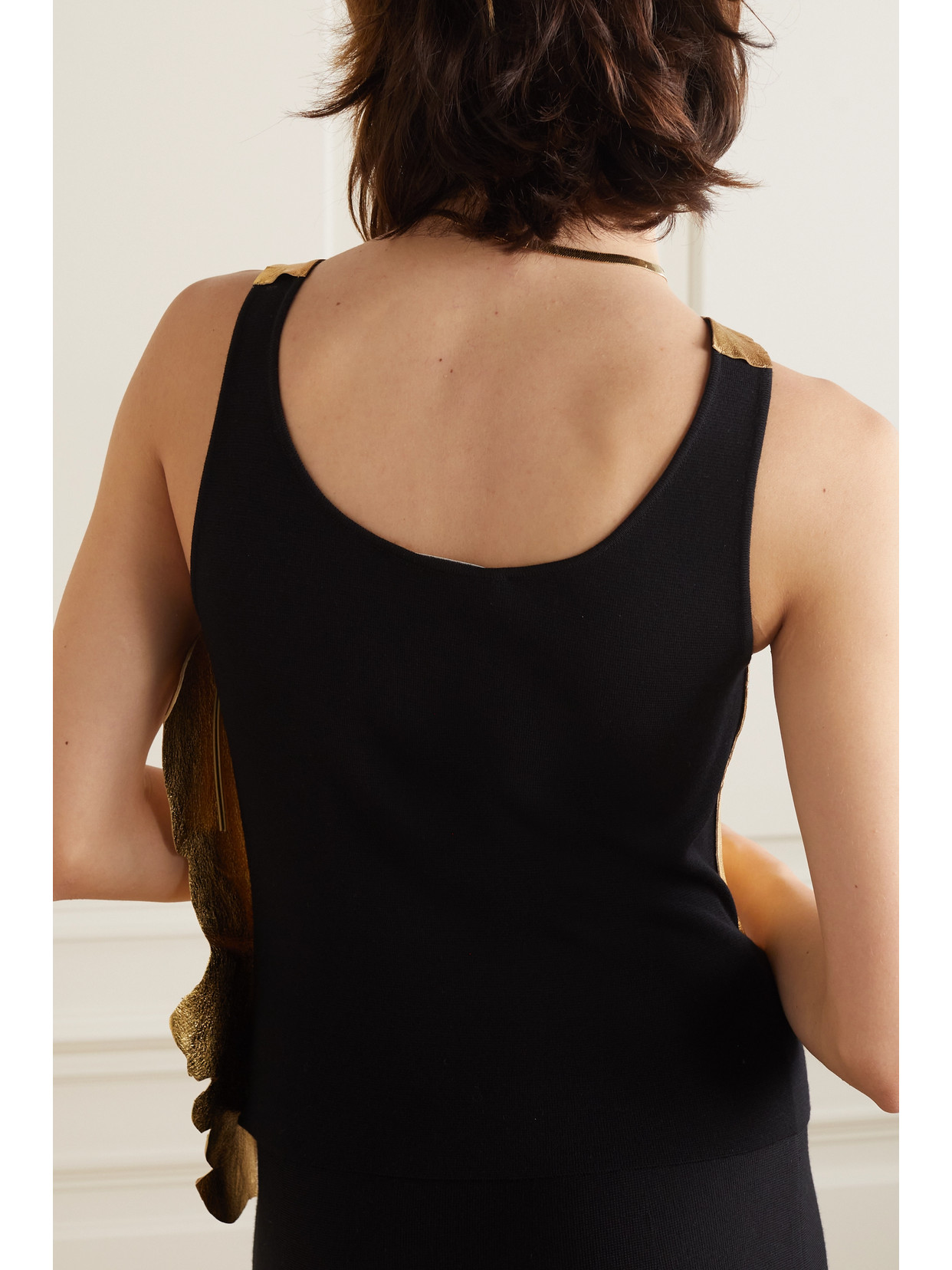Elena Merino Wool And Metallic Leather Tank