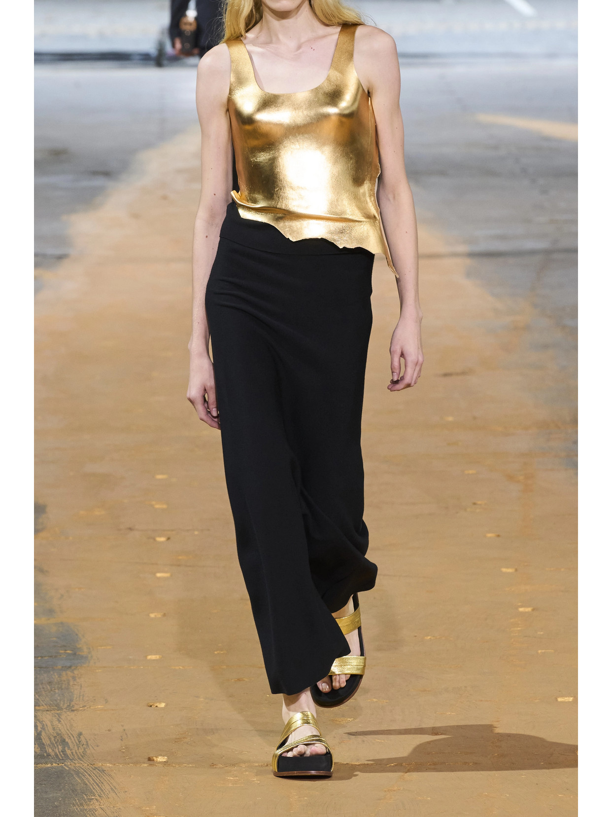 Elena Merino Wool And Metallic Leather Tank