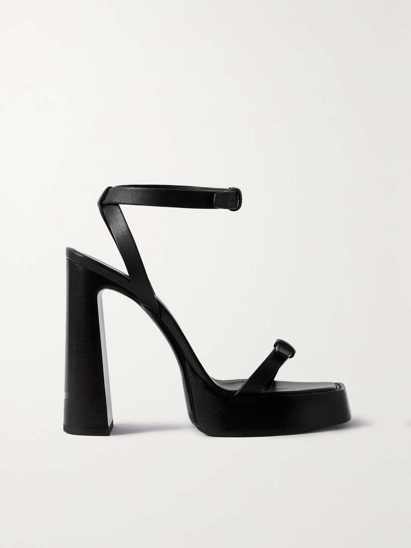 SAINT LAURENT Platz Leather Platform Sandals