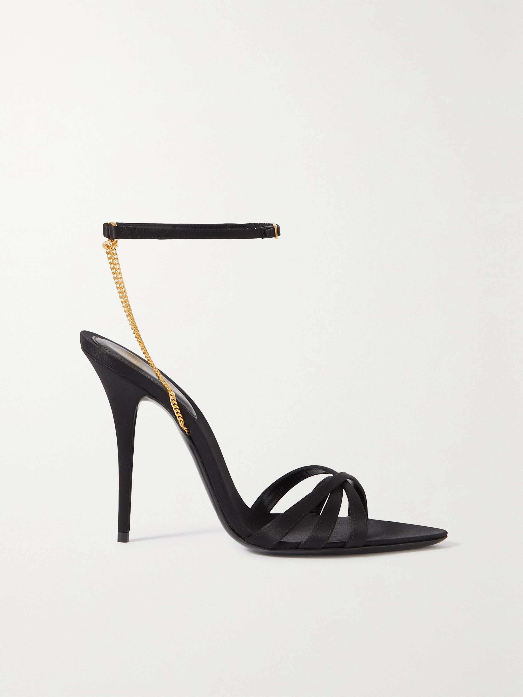 SAINT LAURENT Melody chain-embellished silk-satin sandals | NET-A-PORTER