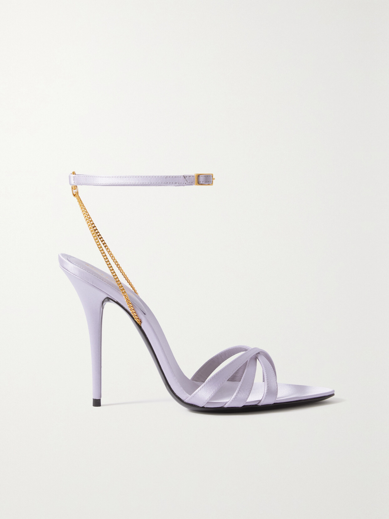 SAINT LAURENT - Melody Chain-embellished Silk-satin Sandals - Purple