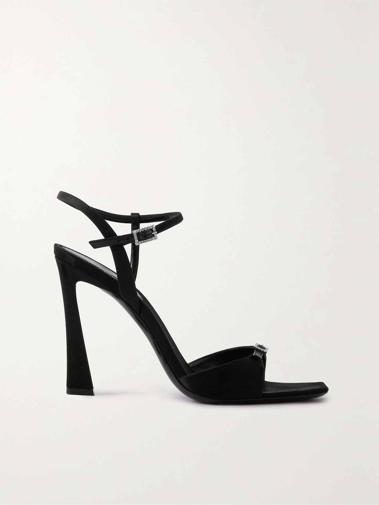 SAINT LAURENT - Venue Crystal-embellished Satin Sandals - Black