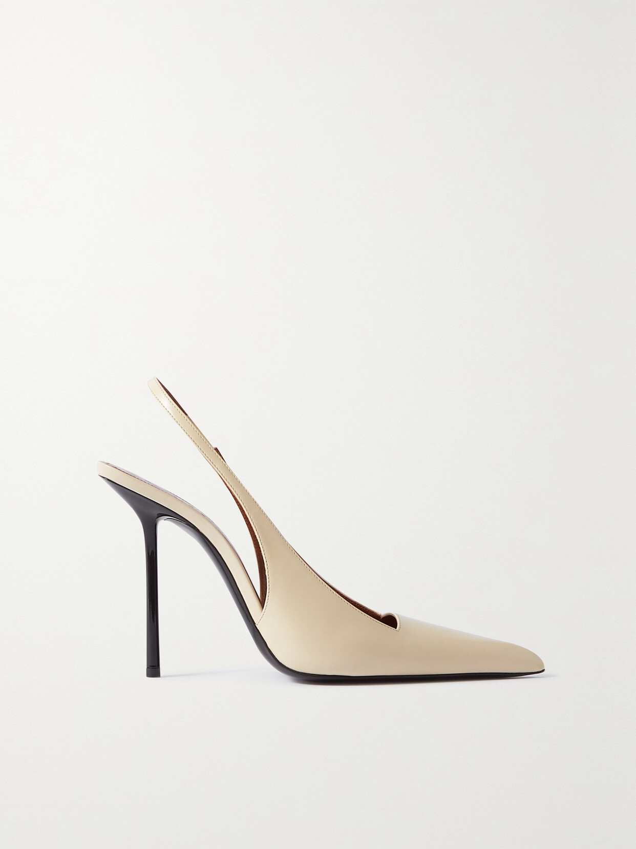 SAINT LAURENT - Kiss Leather Slingback Pumps - Cream