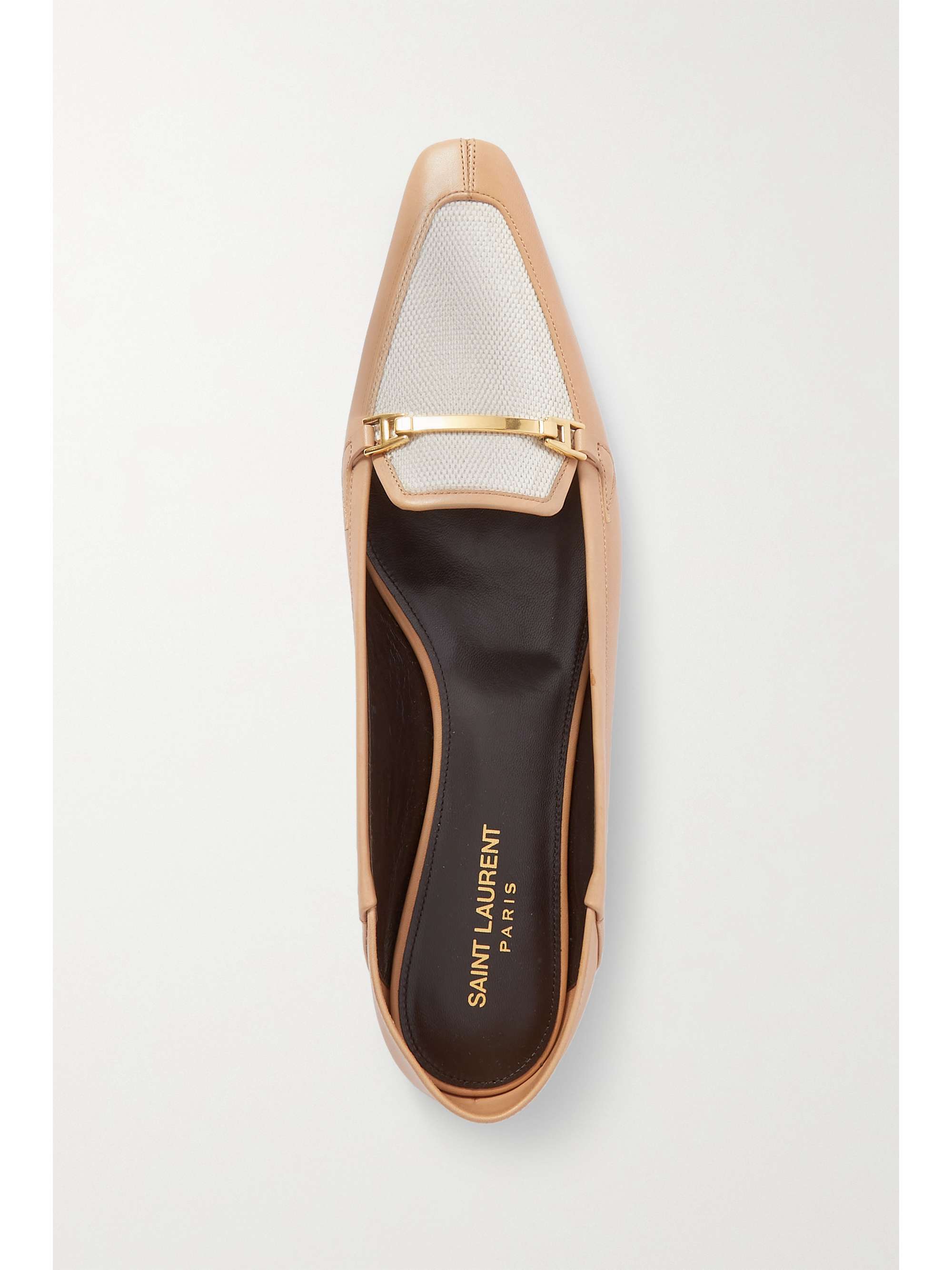 SAINT LAURENT Two-tone embellished leather loafers
