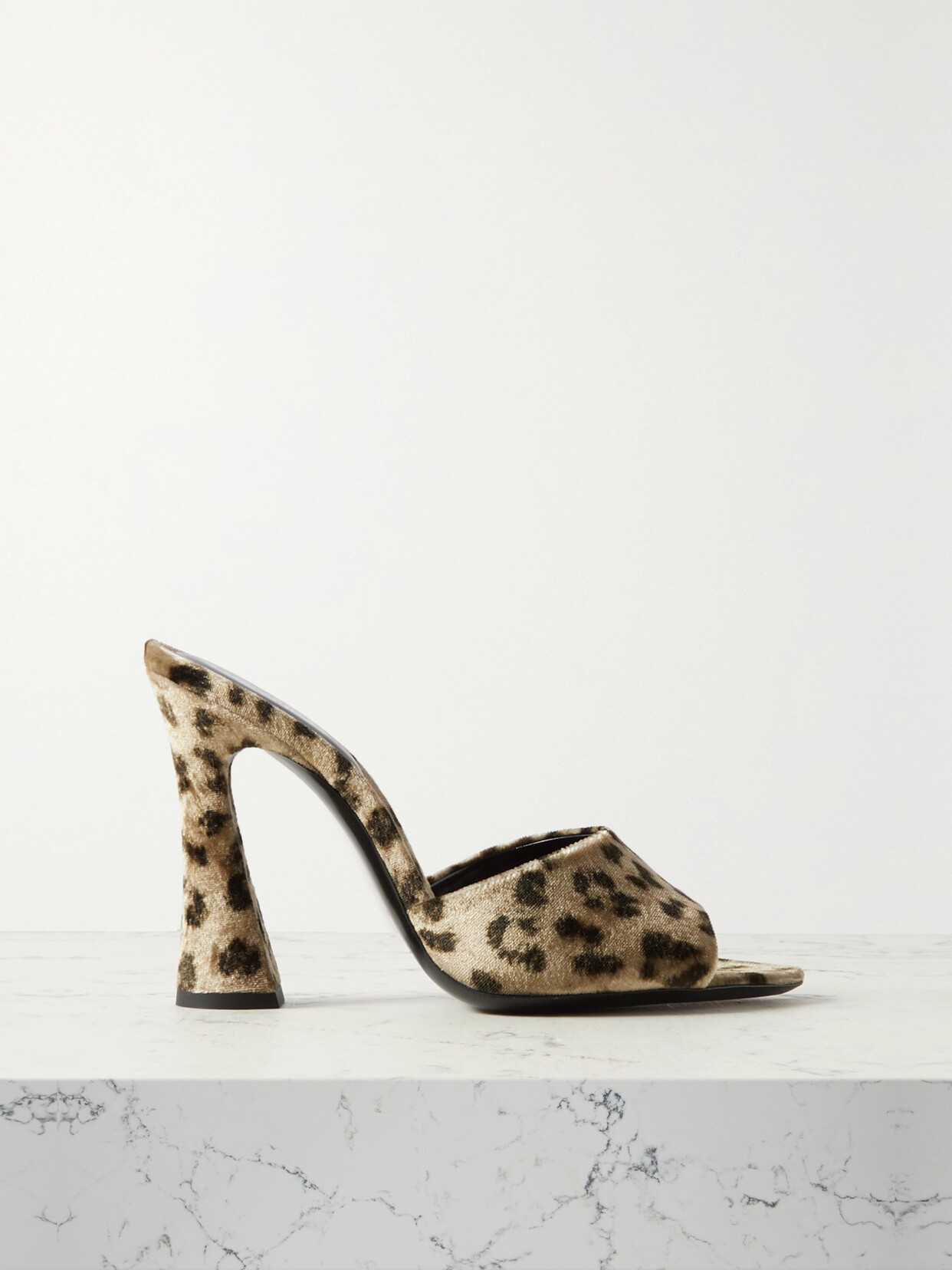 Saint Laurent Suite Leopard-print Velour Mules In Multicolor