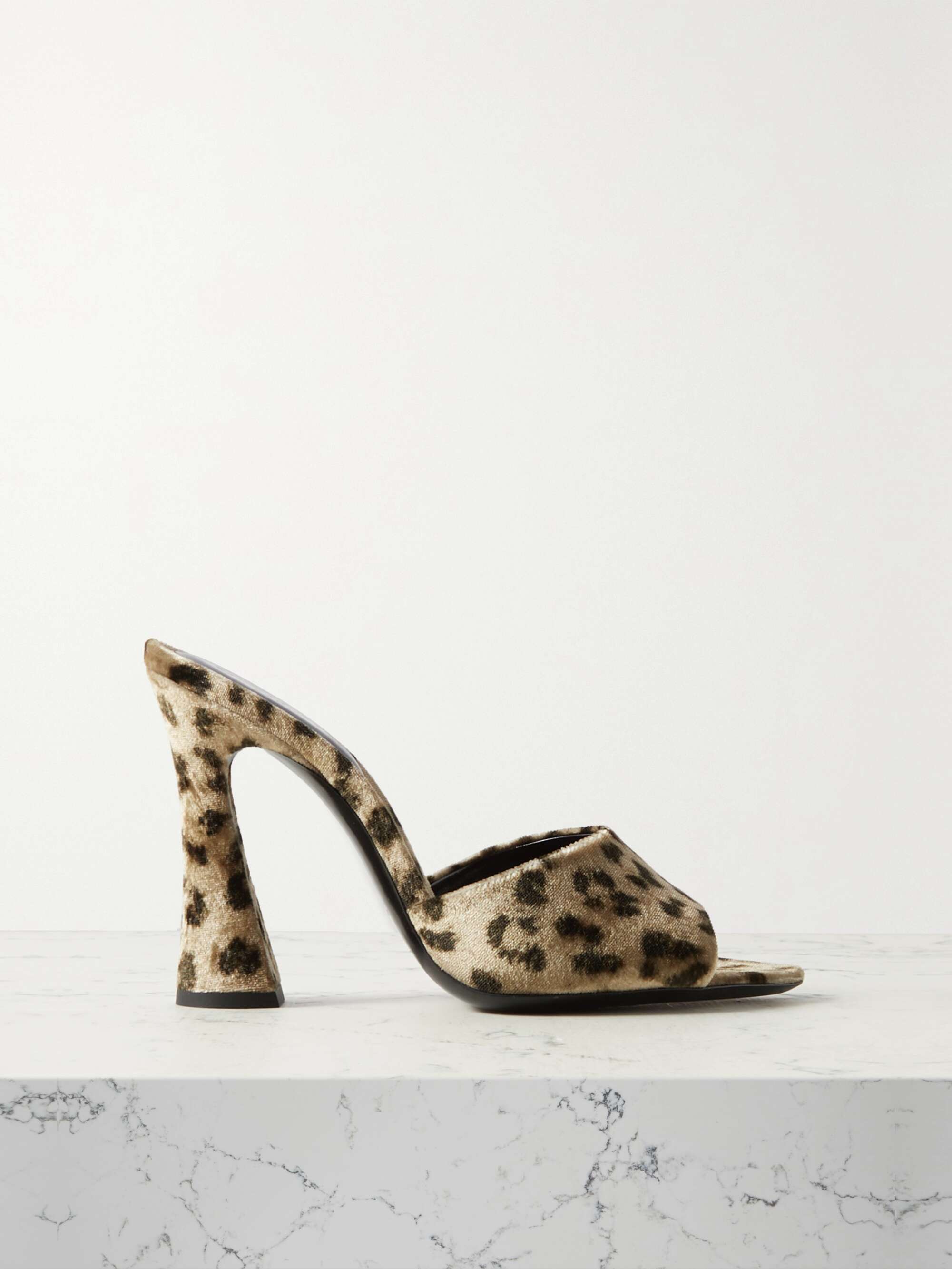 【送料込】Saint Laurent_leopard-print leather-trimmed mules Saint Laurent Barbara Leopard Mule Pumps | Neiman Marcus