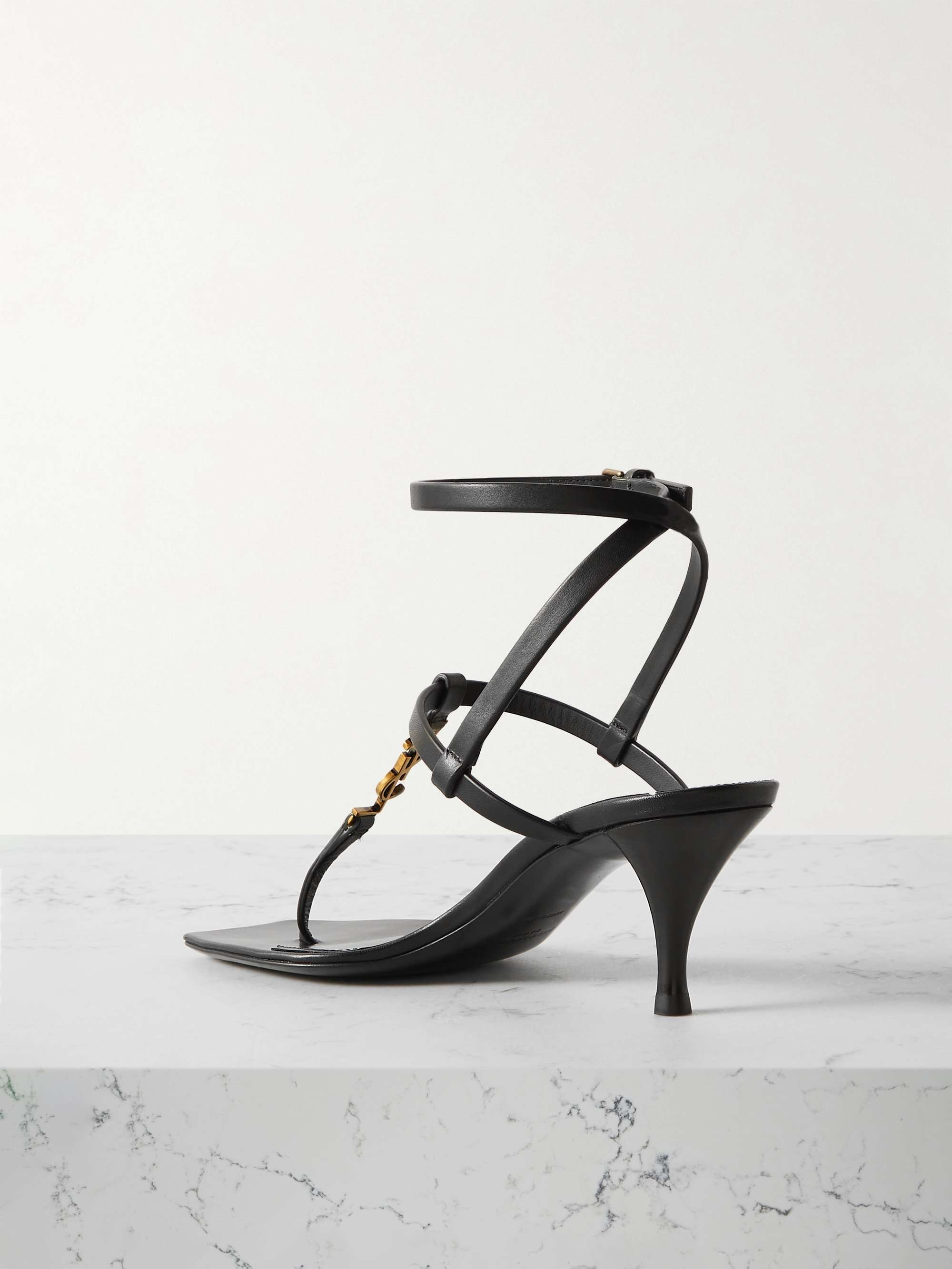 SAINT LAURENT Cassandra embellished leather sandals | NET-A-PORTER