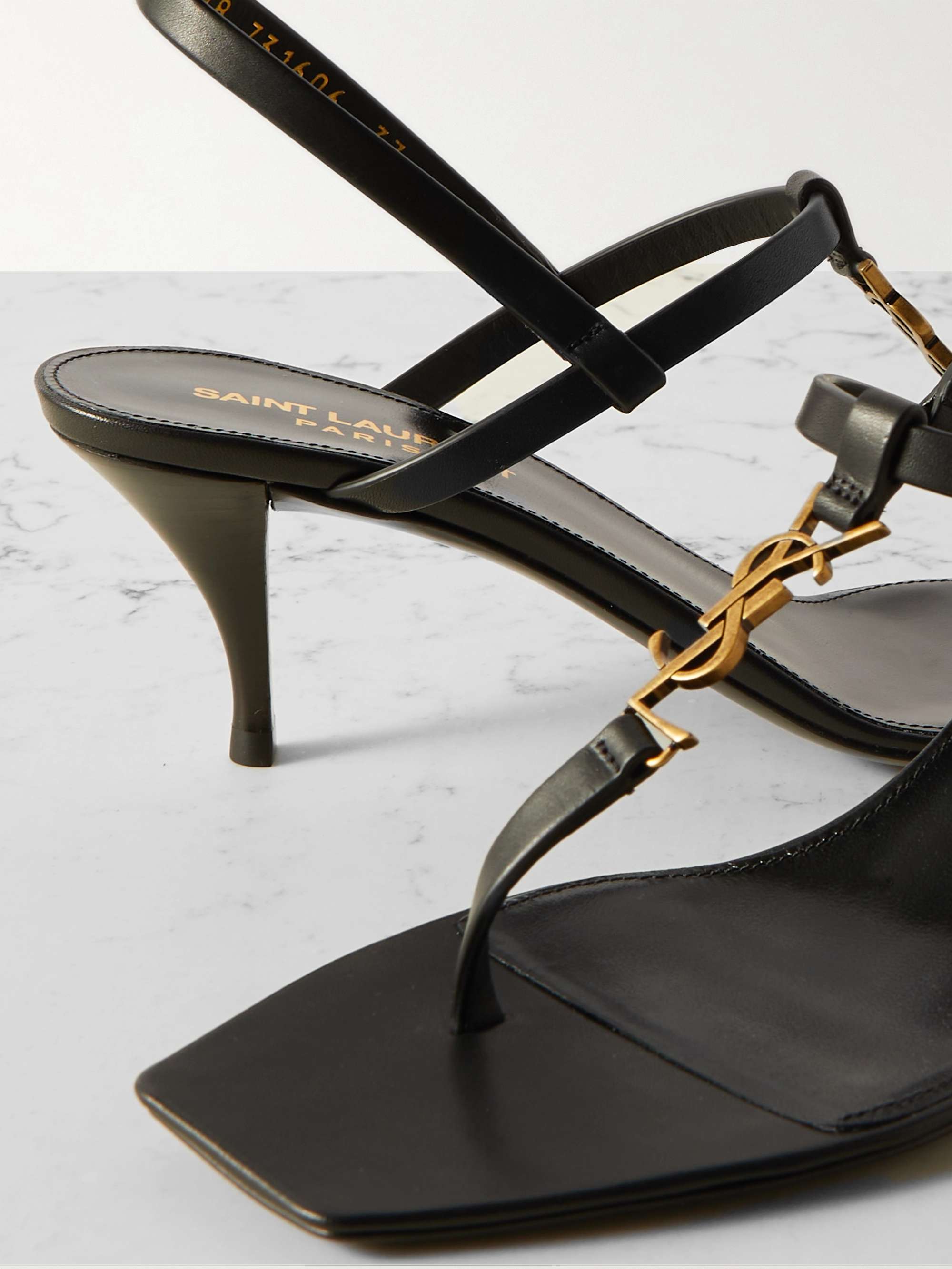 SAINT LAURENT Cassandra embellished leather sandals