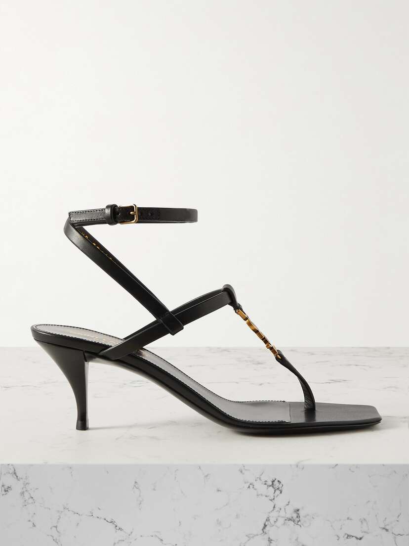 Saint Laurent Cassandra Embellished Leather Sandals