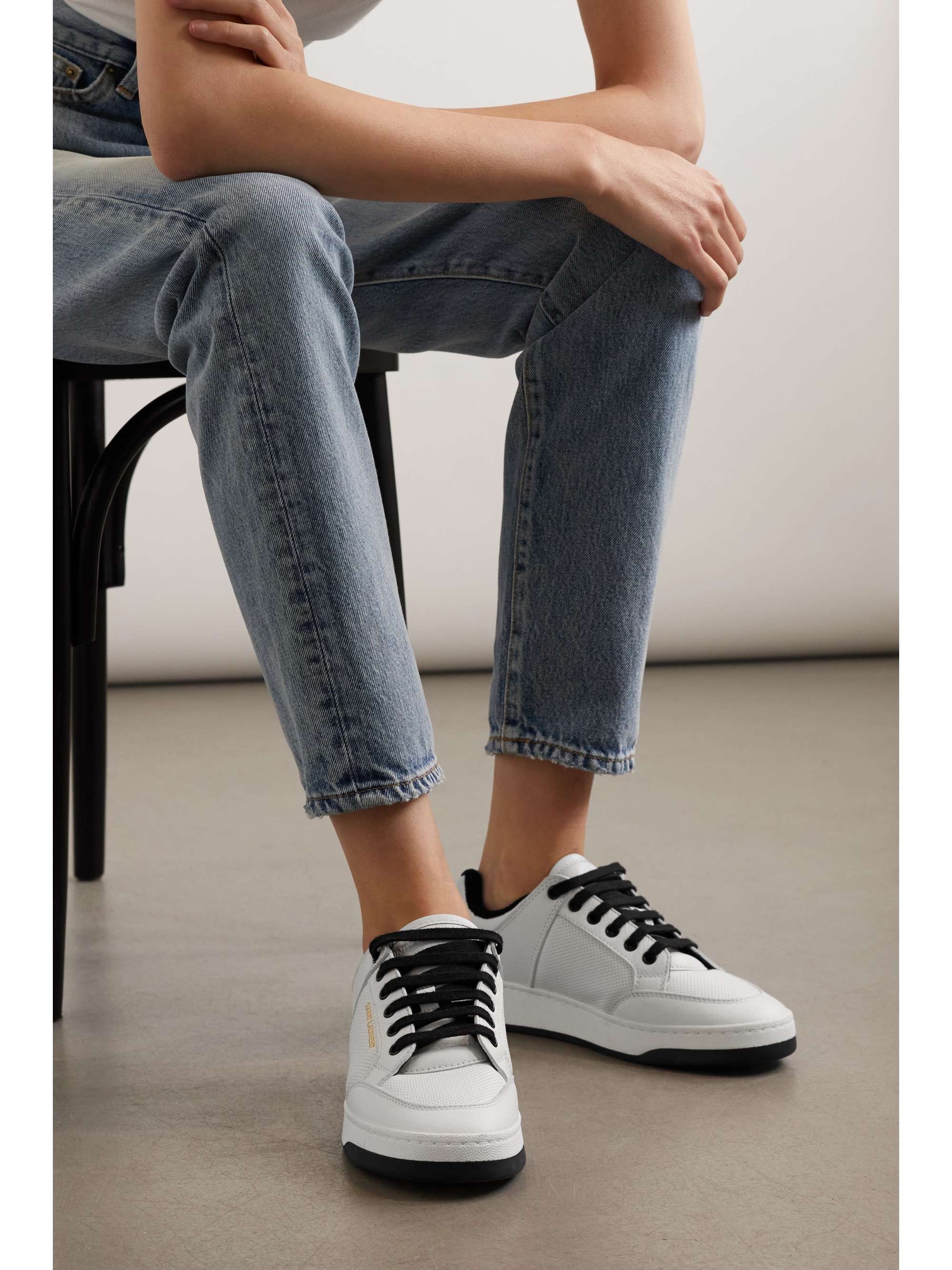 SAINT LAURENT SL61 logo-print leather sneakers | NET-A-PORTER