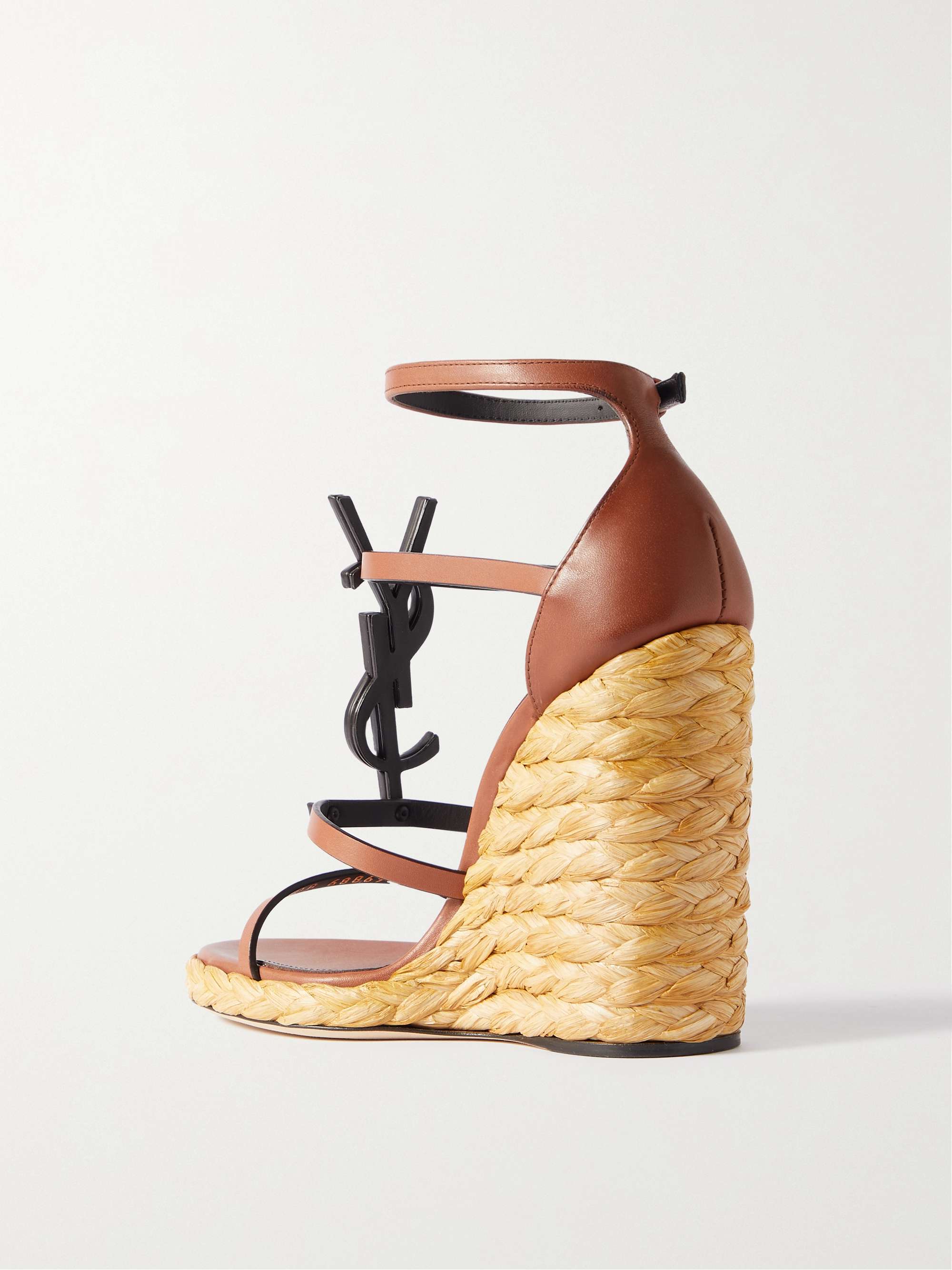 SAINT LAURENT Cassandra leather wedge sandals NETAPORTER