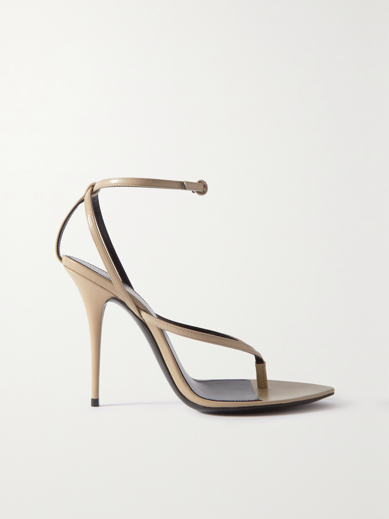 SAINT LAURENT Nadja Leather Sandals - Neutrals