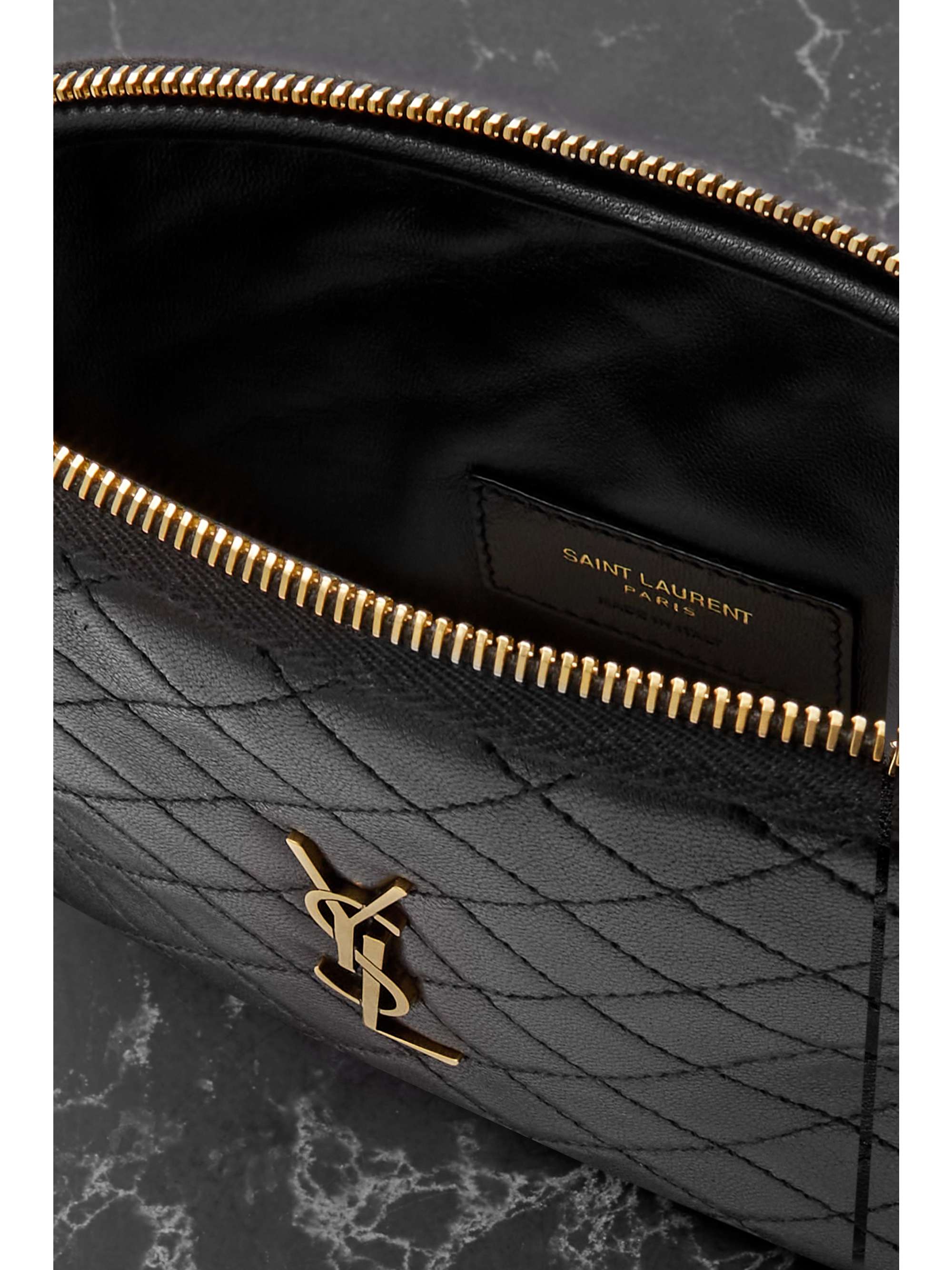 SAINT LAURENT Gaby quilted suede shoulder bag