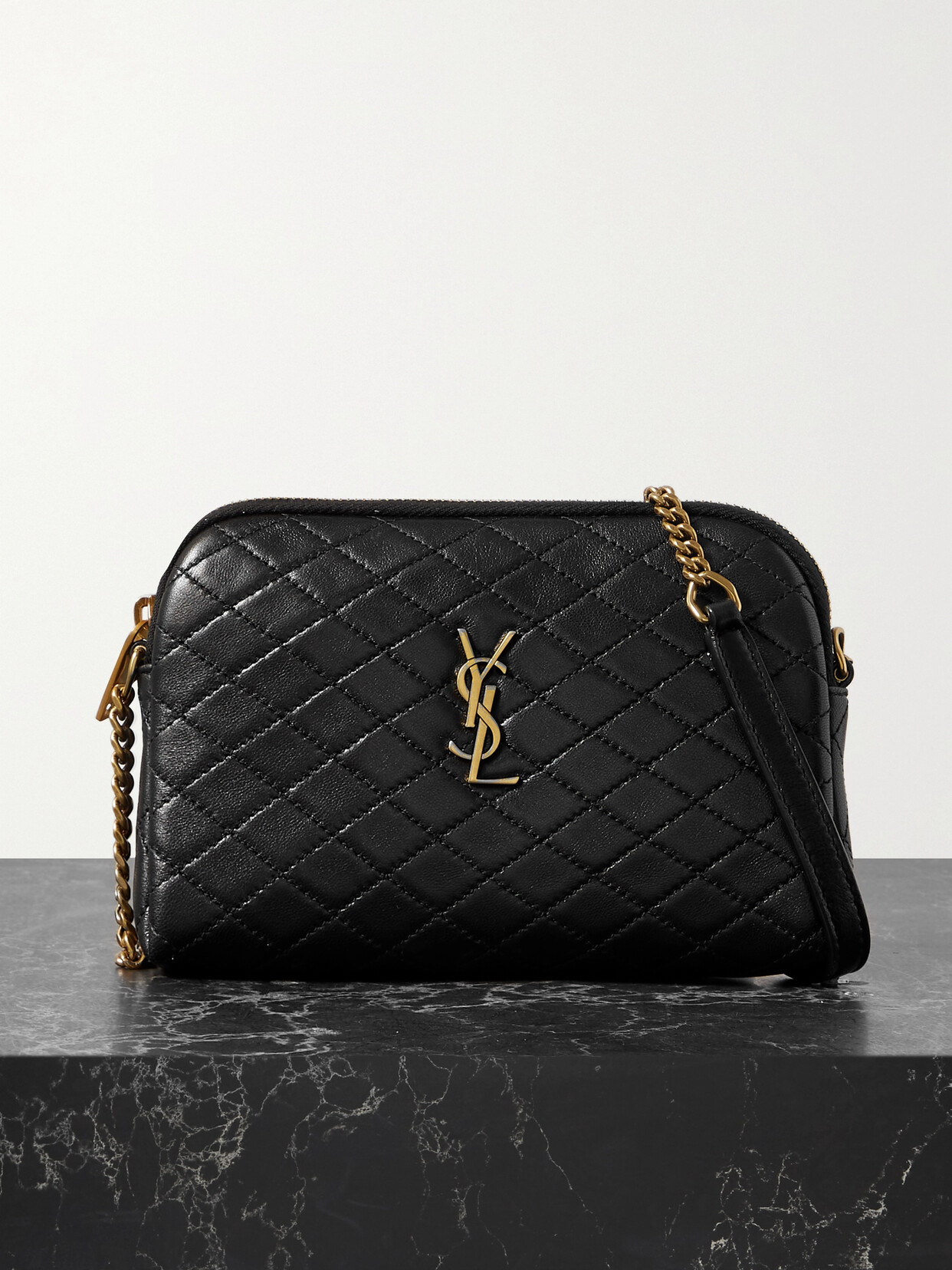 Saint Laurent Gaby Quilted Leather Shoulder Bag In Black