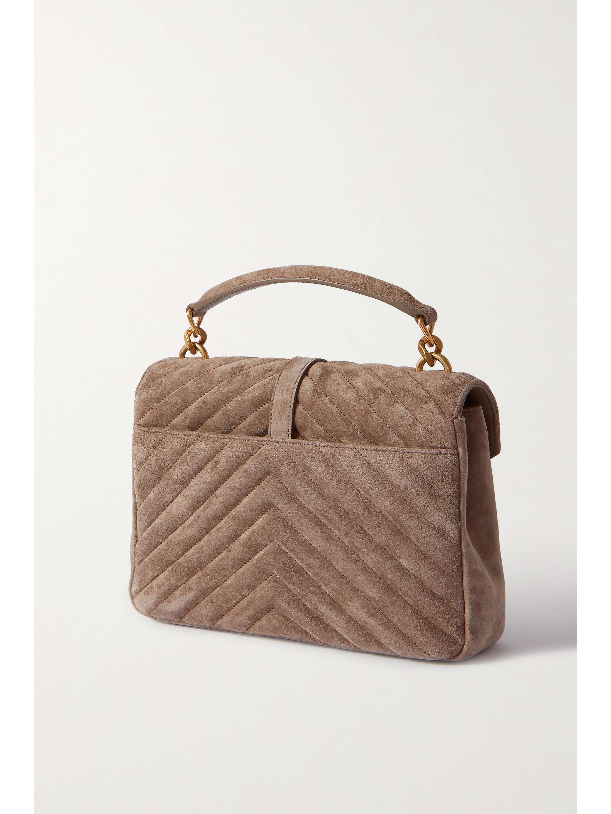SAINT LAURENT College medium quilted suede tote