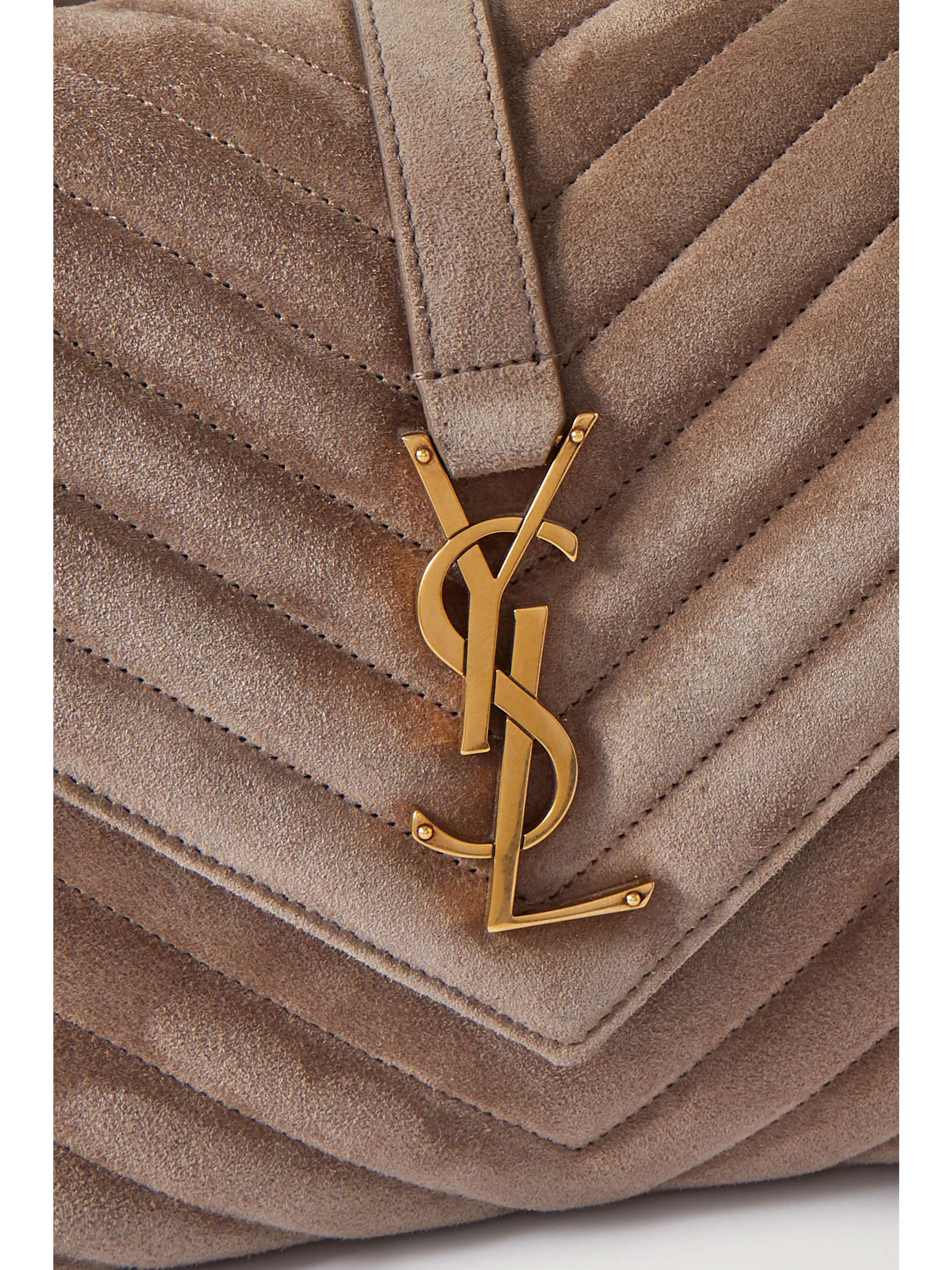 SAINT LAURENT College medium quilted suede tote